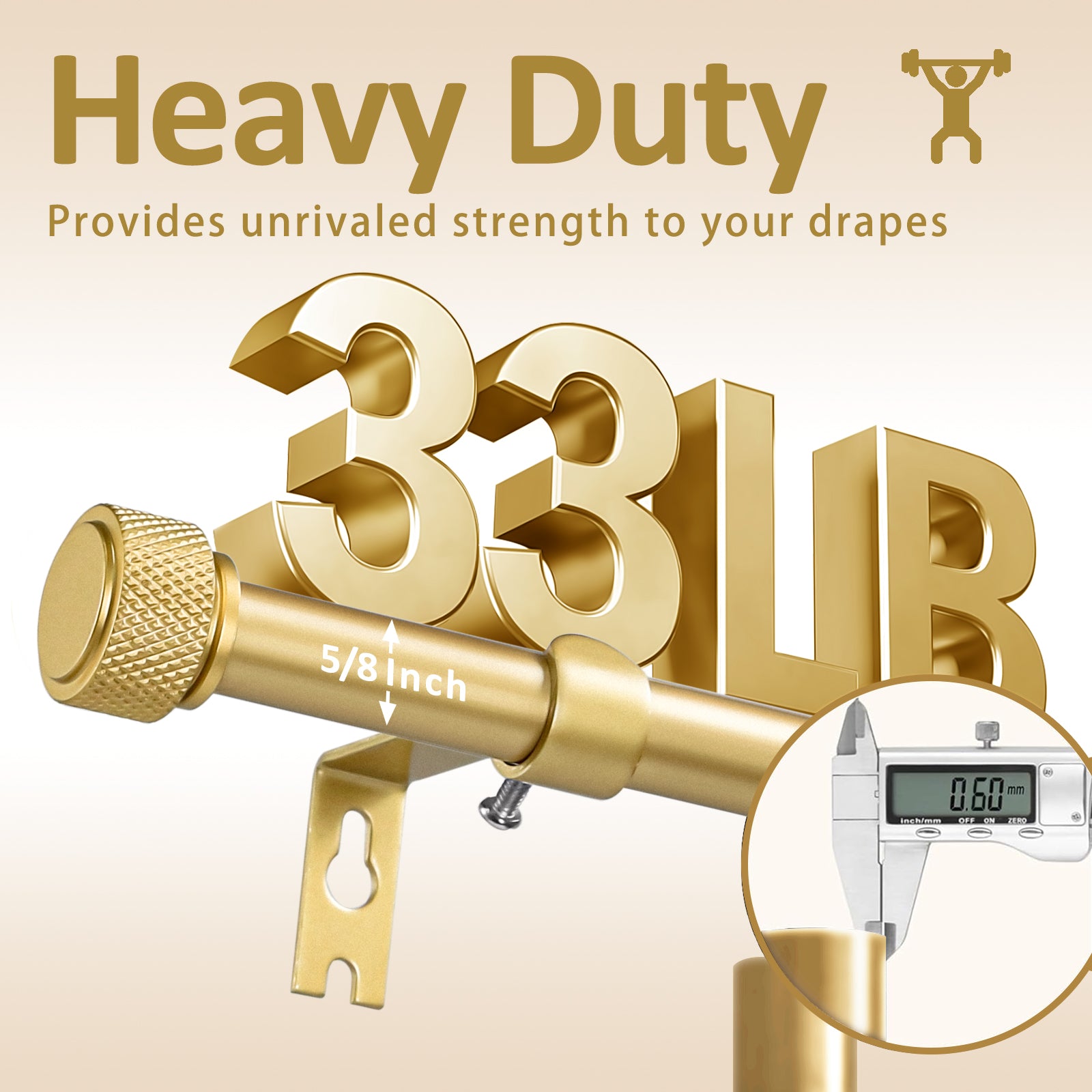 Urbanest 5/8 Inch Adjustable Single Drapery Curtain Rod Set with Maniglia Finials - 28-48/48-84/84-120 Inches - Gun Metal, Pewter & Matte Gold - Perfect for Living Room, Bedroom & Window Treatments