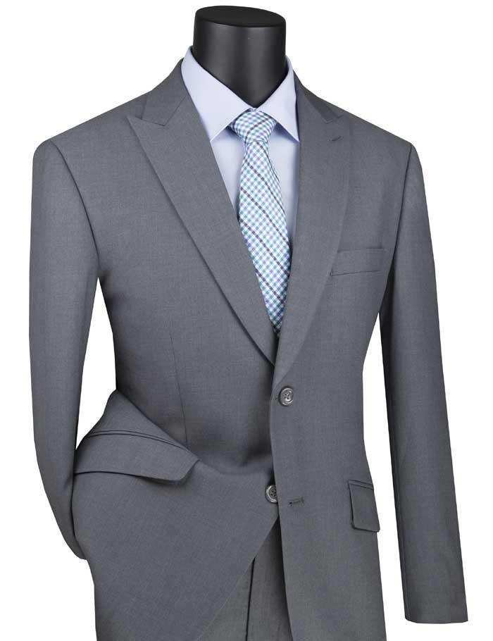 Modern Fit Medium Gray Peak Lapel Suit for Men - Business Formal & Wedding Attire - Perfect for Office, Interviews, and Special Occasions