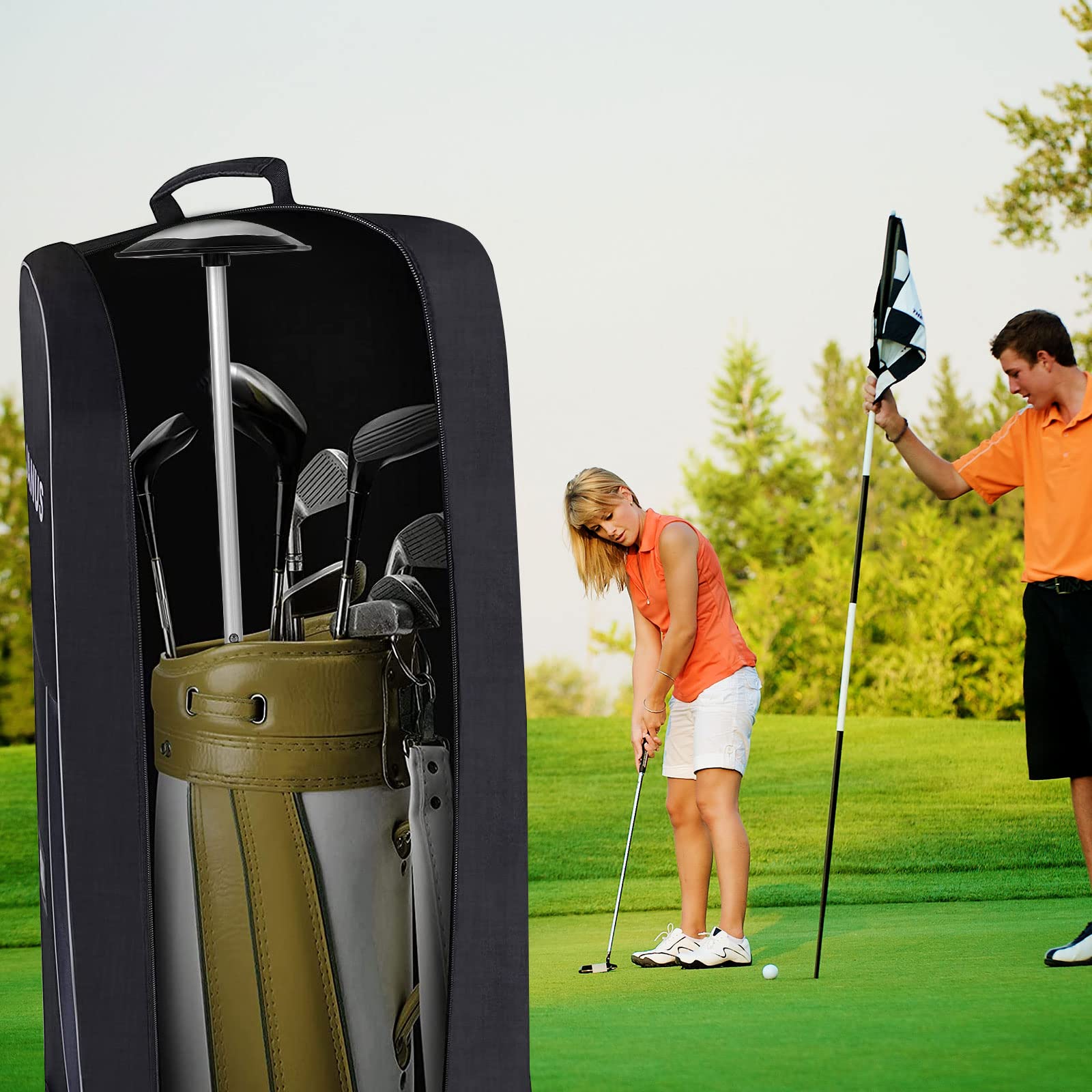 MNKNENG Telescoping Aluminum Alloy Golf Stiff Arm - Oversized Anti-Impact Support Rod Pole for Golf Travel Bags | Durable Golf Club Protector Stick for Air Travel & Road Trips