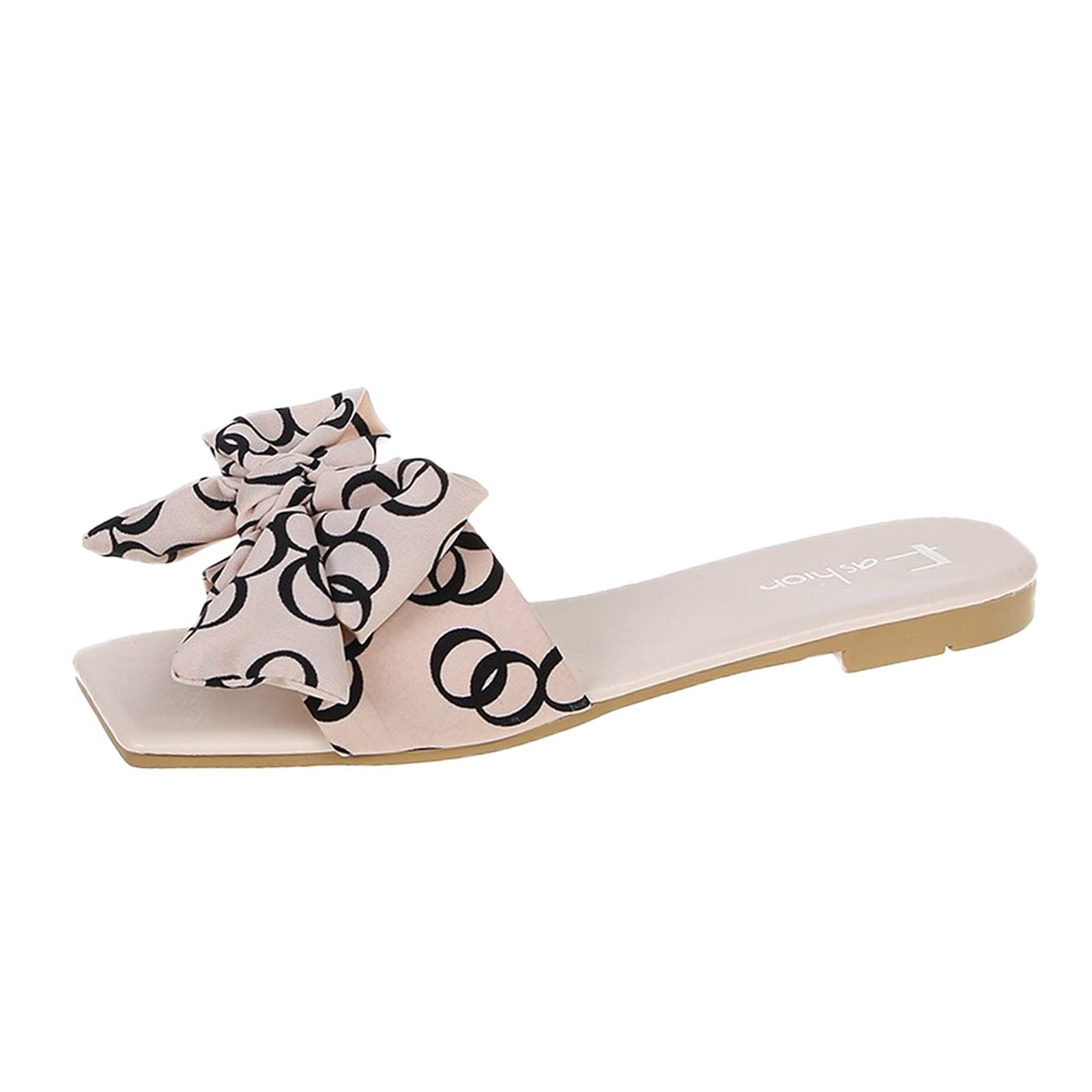Women's Bow Square Flat Bottom Slippers - Comfortable Indoor House Shoes for Spring & Summer - Perfect for Lounging, Relaxing at Home, and Light Outdoor Use