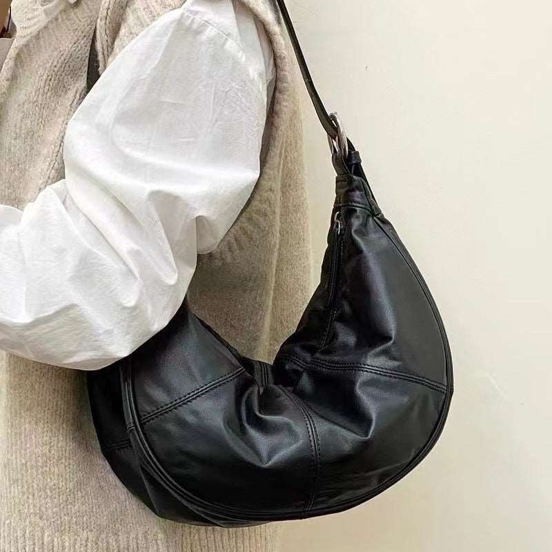 Stylish Leather Half Moon Shoulder Bag for Women - Crossbody Purse with Adjustable Strap - Perfect for Work, Travel & Everyday Use