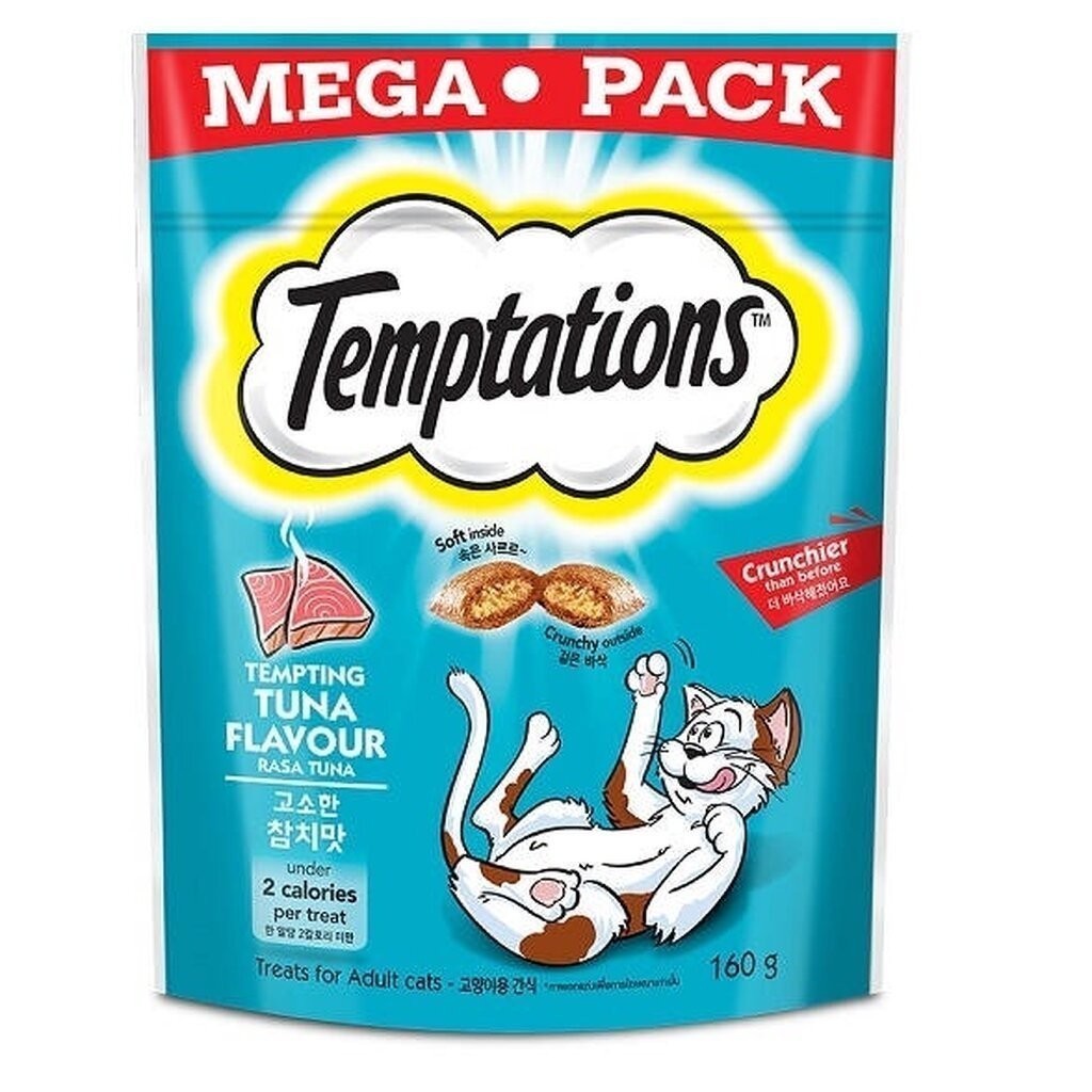 Temptations Tasty Flavored Cat Treats 160g Megapack - Healthy & Nutritious Cat Snacks for Indoor & Outdoor Cats - Perfect for Training Rewards and Bonding Time
