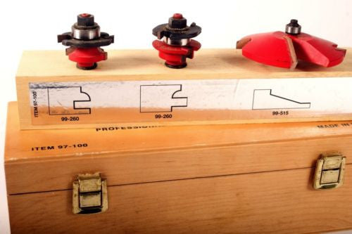 FREUD 3-Piece Cabinet Door Router Bit Set with 99-515 & 99-260 Rail and Style Bits - Premium Woodworking Tools for DIY Cabinets, Doors, and Furniture Projects