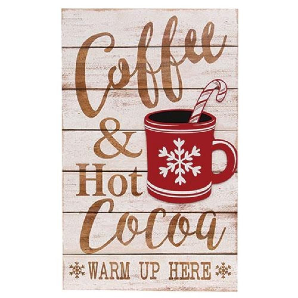 Vintage Coffee & Hot Cocoa Slat Look Sign - Rustic Wooden Wall Decor for Kitchen, Cafe & Home Bar - Perfect for Coffee Shops, Restaurants & Cozy Home Decor