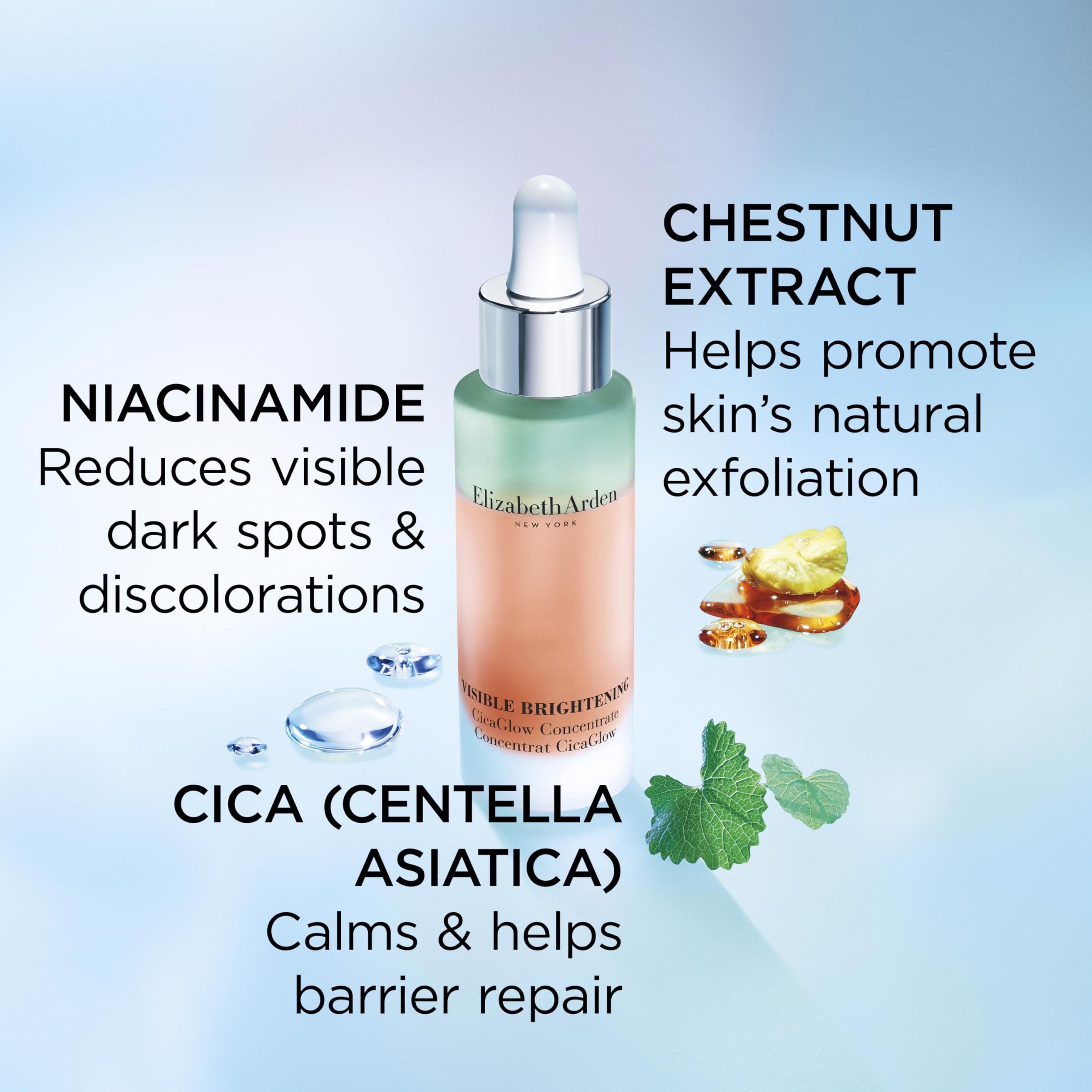 Elizabeth Arden Visible Whitening CicaGlow Concentrate 30ml - Brightening Serum for Dark Spots & Uneven Skin Tone | Daily Skincare Routine for Radiant Complexion