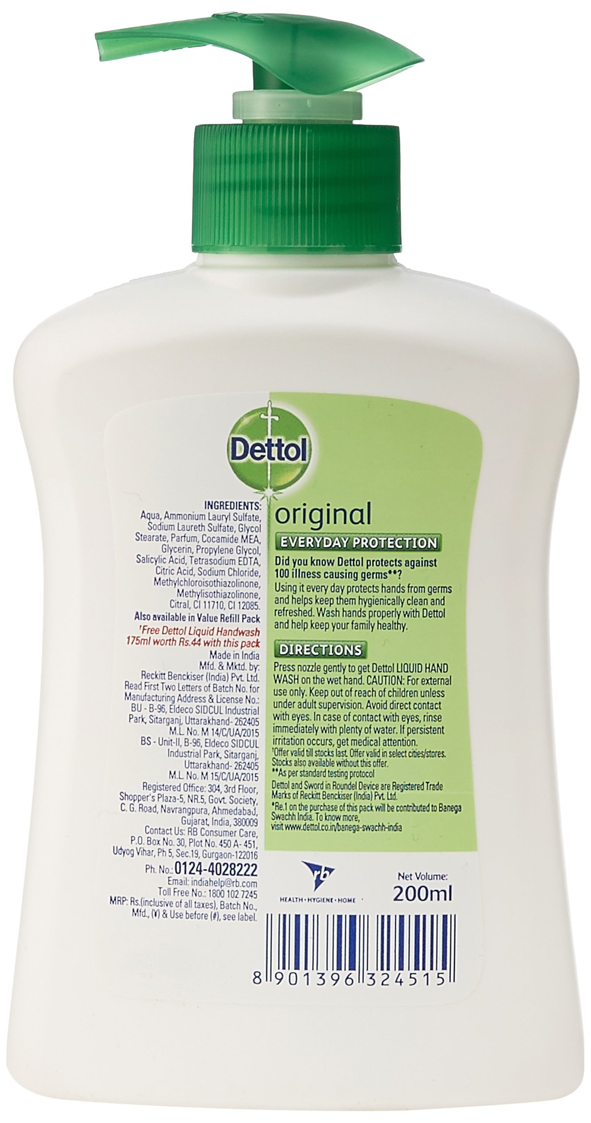 Dettol Original Liquid Hand Wash 200ml with Free Refill 185ml - Antibacterial Hand Soap for Home, Kitchen & Bathroom - Fresh & Clean Scent - Kills 99.9% Germs - Ideal for Families & Healthcare Use