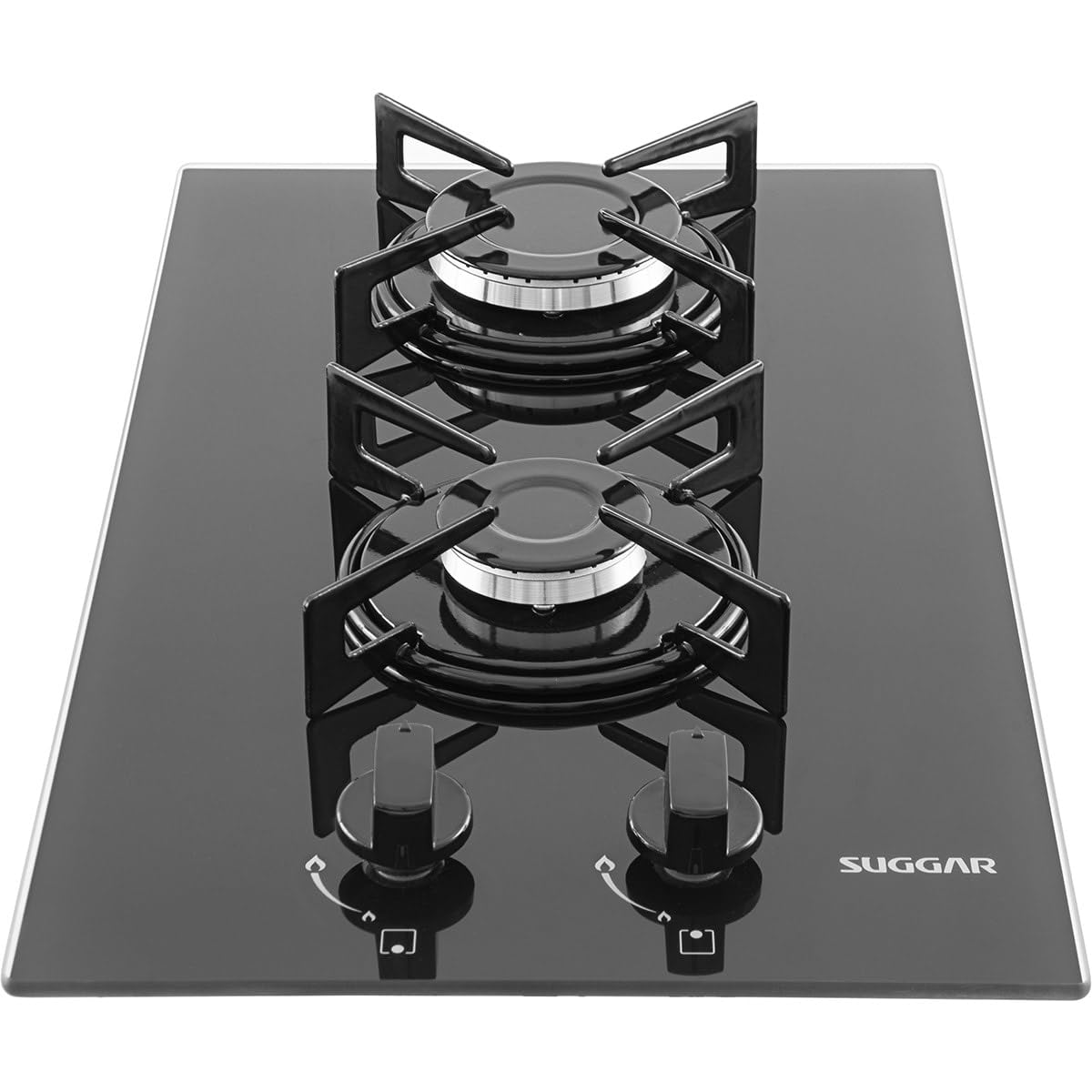 SUGGAR 2-Burner Black Glass Tabletop Gas Cooktop - FG2002VP - Portable Stove for Camping, RV, Outdoor Cooking & Small Kitchens