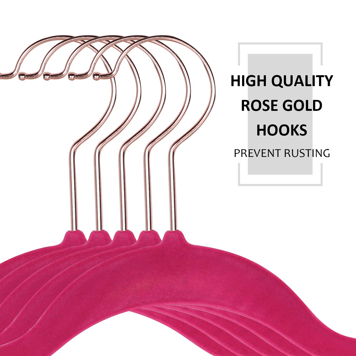 Premium Velvet Clothes Hangers - Heavy Duty Suit Hangers (25 Pack) - Non Slip & Space Saving with 6 Finger Clips & Tie Rack - Ideal for Men & Women Wardrobe Organization - Perfect for Closets, Laundry Rooms & Travel Use - Rose Gold