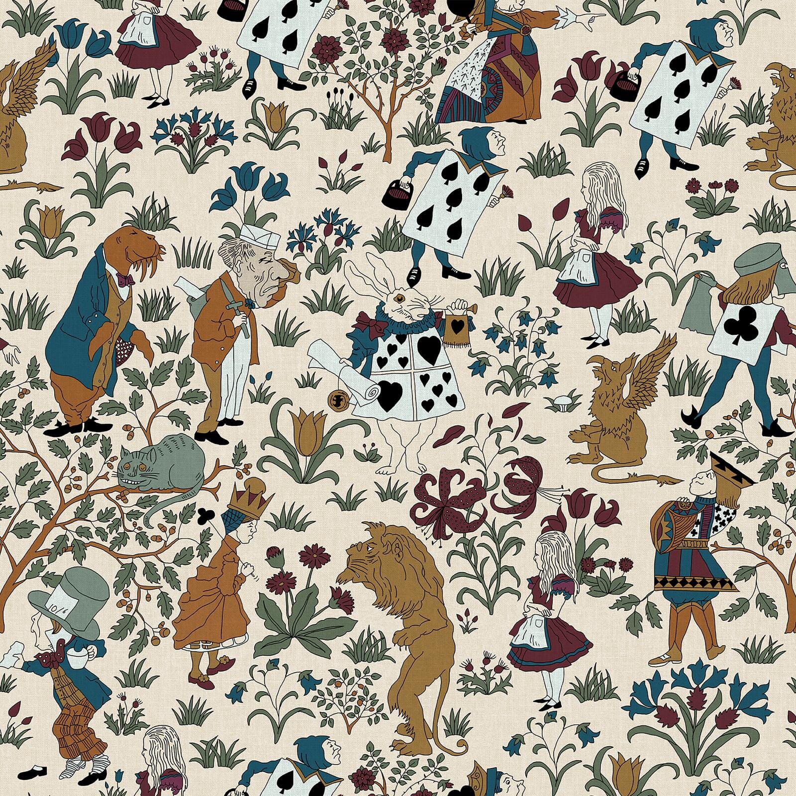 ALICE IN WONDERLAND Wallpaper Sample - Achillea Design | Whimsical Nursery Decor & Kids Room Wall Covering