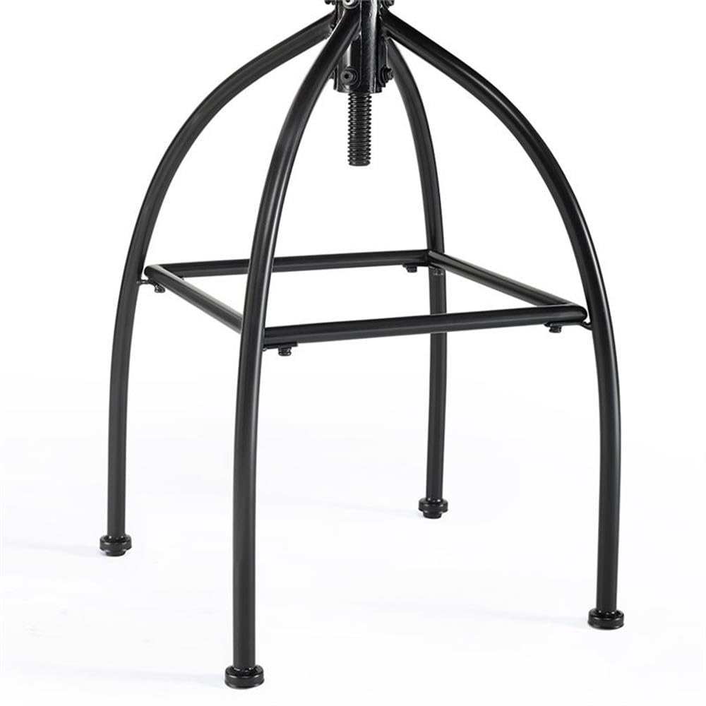 Home Square 2-Piece Adjustable Height Bar Stool Set - Natural Wood & Black Metal - Perfect for Kitchen Islands, Breakfast Bars & Home Bars
