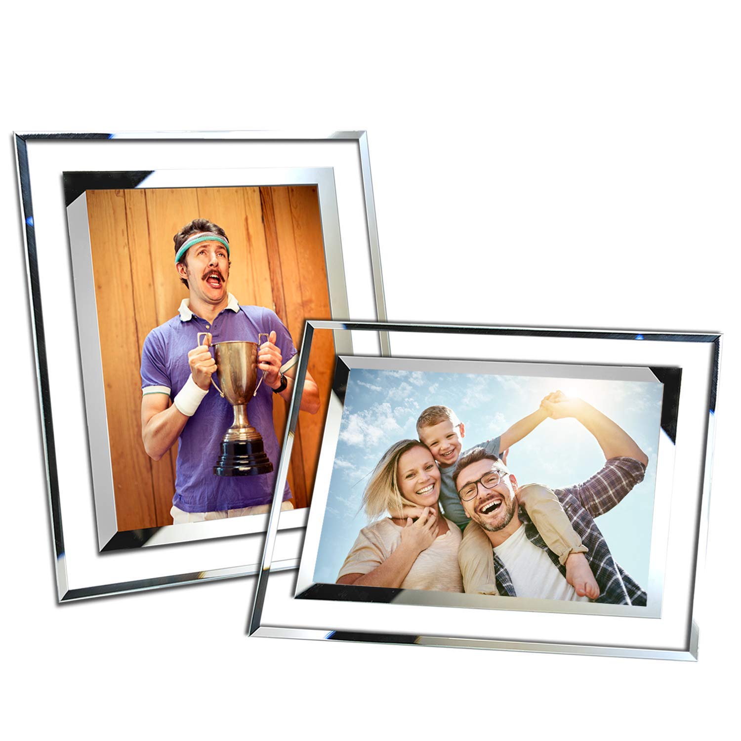 8x10 Picture Frame Set - 2 Pack Glass Wall & Tabletop Display for Photos