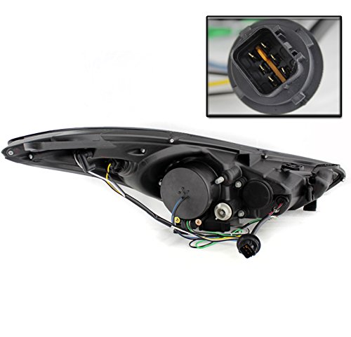 LED DRL Strip Halo Projector Headlights - Black - Compatible with 2011-2013 Hyundai Elantra | Upgrade for Night Driving & Stylish Look
