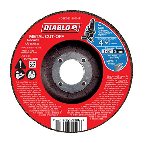 Freud 4-1/2 Inch Metal Cut-Off Wheel - Type 27 Aluminum Oxide Abrasive Disc for Angle Grinder - Perfect for Cutting Steel, Iron, and Metal Pipes in Construction and DIY Projects