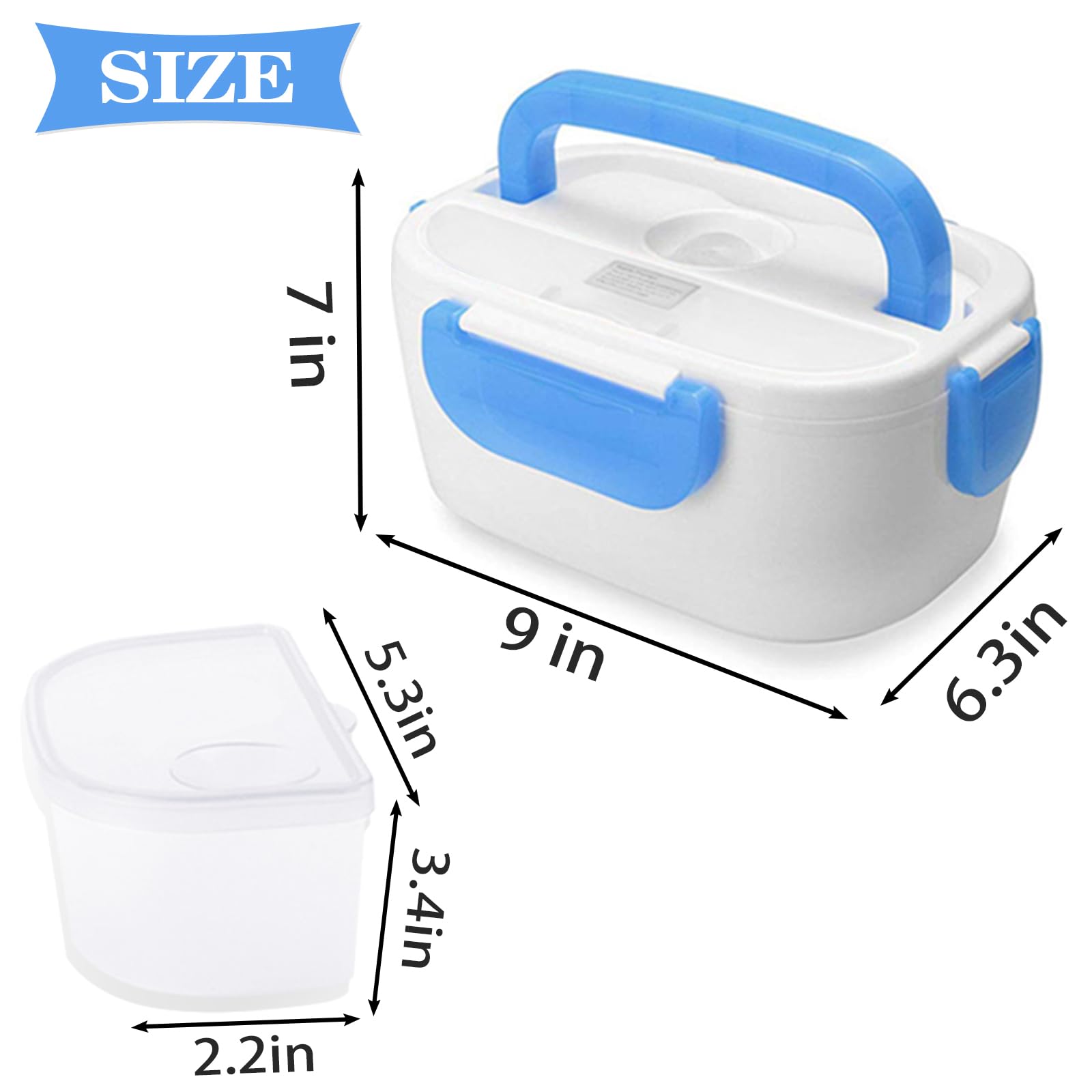 INVODA Electric Lunch Box 110V Portable Food Warmer - Insulated Bento Box for Office, Travel & Home - Reusable Hot Meal Container (Blue) - Perfect for Commuting, Camping & Workplace Meals