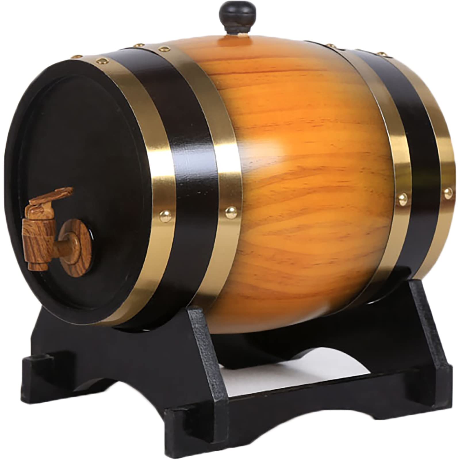 3L Oak Wine Barrel with Tap - Vintage Whiskey & Rum Storage Dispenser - Built-in Aluminum Foil Liner & Wooden Stand - Perfect for Home Bar, Wine Cellar & Whiskey Aging