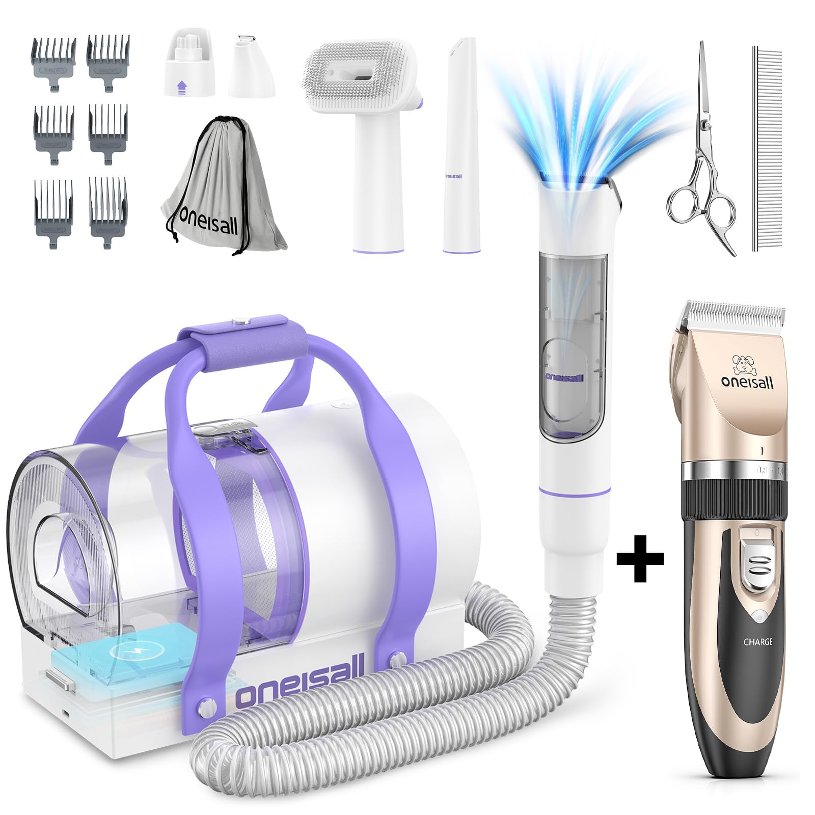 Oneisall Cordless Pet Grooming Vacuum & Dog Shaver - Perfect for Home Grooming
