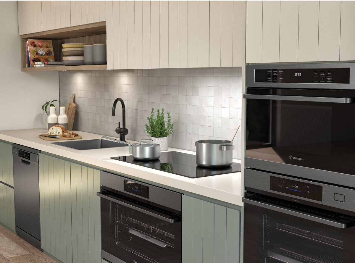 Westinghouse 60cm Multi Function Pyrolytic Oven with AirFry and Steam Roast, Dark Stainless Steel WVEP6918DD - Perfect for Baking, Roasting, and Air Frying in Modern Kitchens