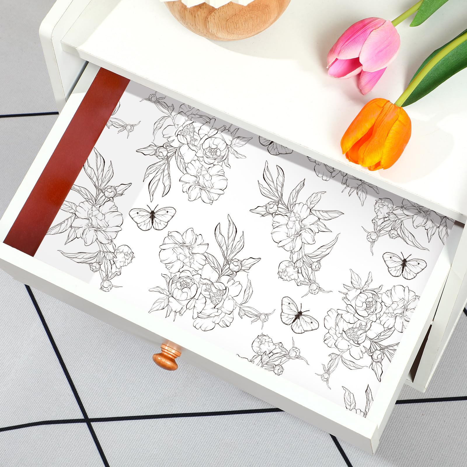 Geosar 10-Pack Scented Drawer Liners for Dresser, Shelf & Closet - Non-Adhesive Fragrant Liner Paper with Linen & Butterfly Scent | Perfect for Organizing Bedroom, Bathroom & Nursery Drawers