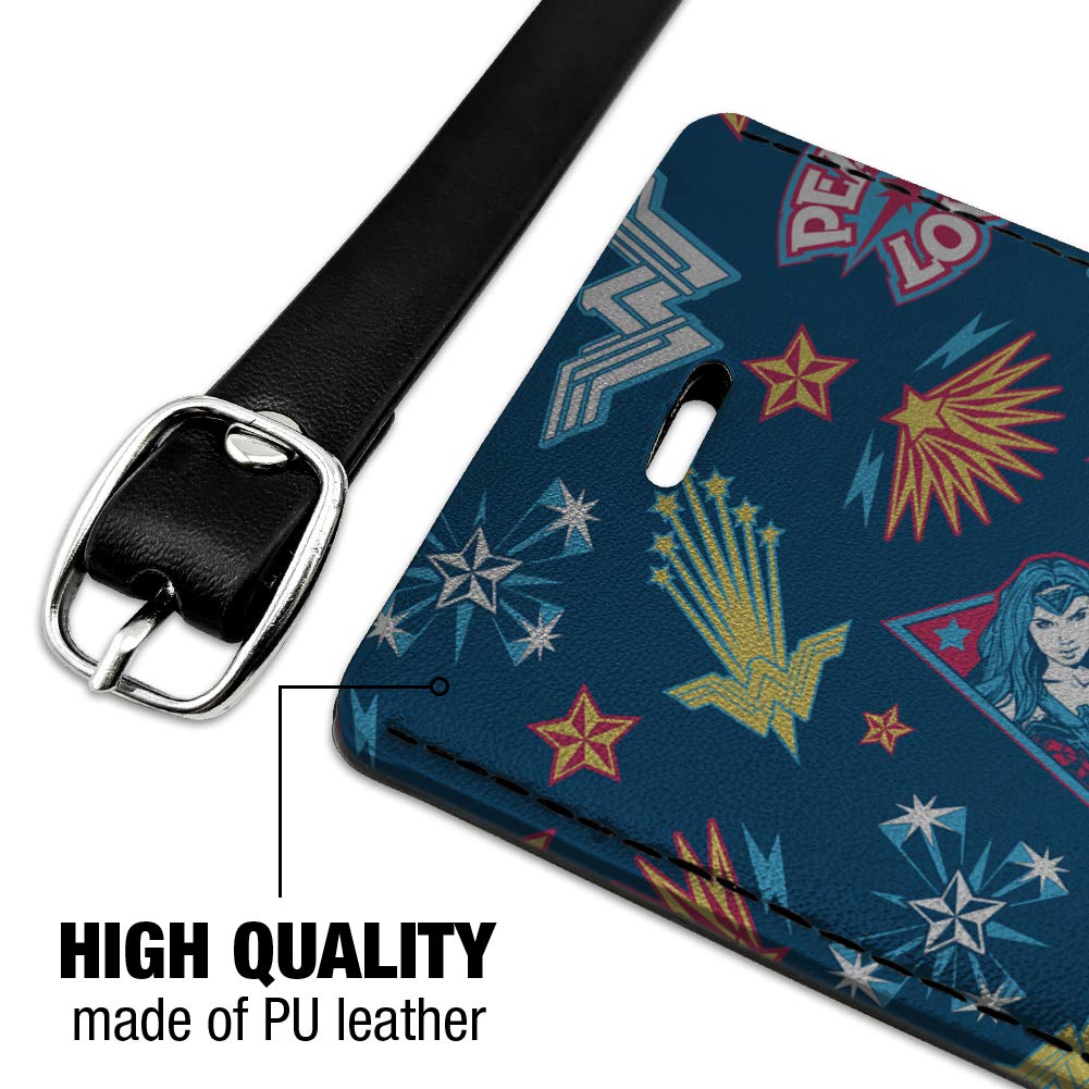 Wonder Woman Movie Inspired Rectangle Leather Luggage Tag - Personalized ID Card Holder for Travel Bags, Suitcases & Backpacks | Superhero Gift for Fans & Cosplay Enthusiasts