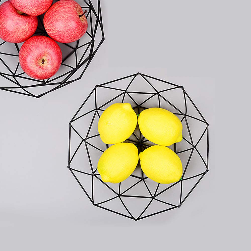 11-Inch Black Metal Wire Fruit Basket for Kitchen Countertop - Decorative Fruit Bowl for Vegetables, Candy & Centerpiece | Perfect for Home Decor, Dining Table & Gift Giving