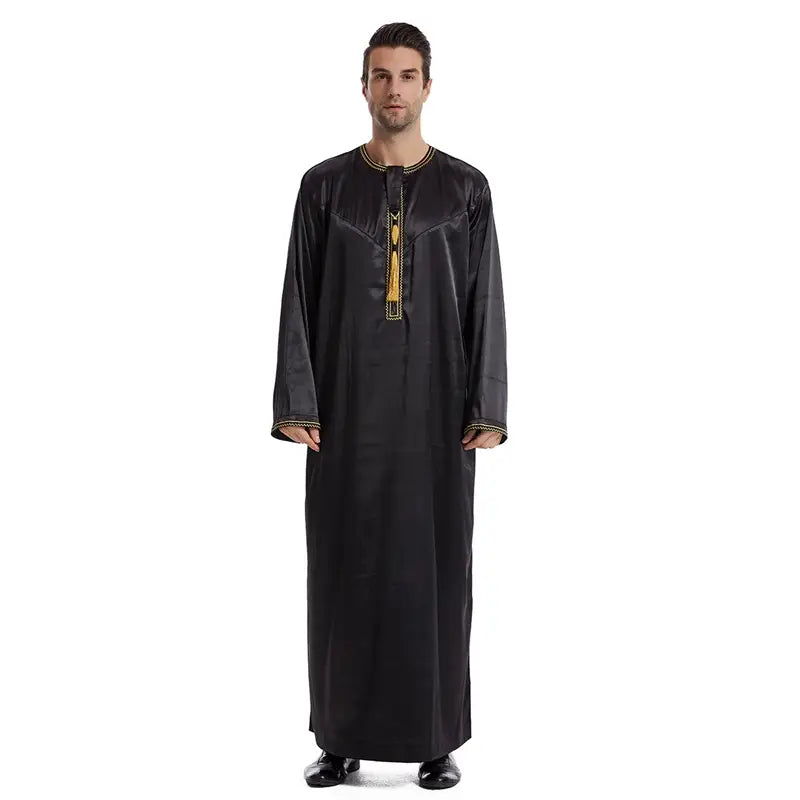 Premium Middle Eastern Arab Men's Thobe Thawb Caftan with Elegant Tassels - Perfect for Eid, Weddings & Special Occasions
