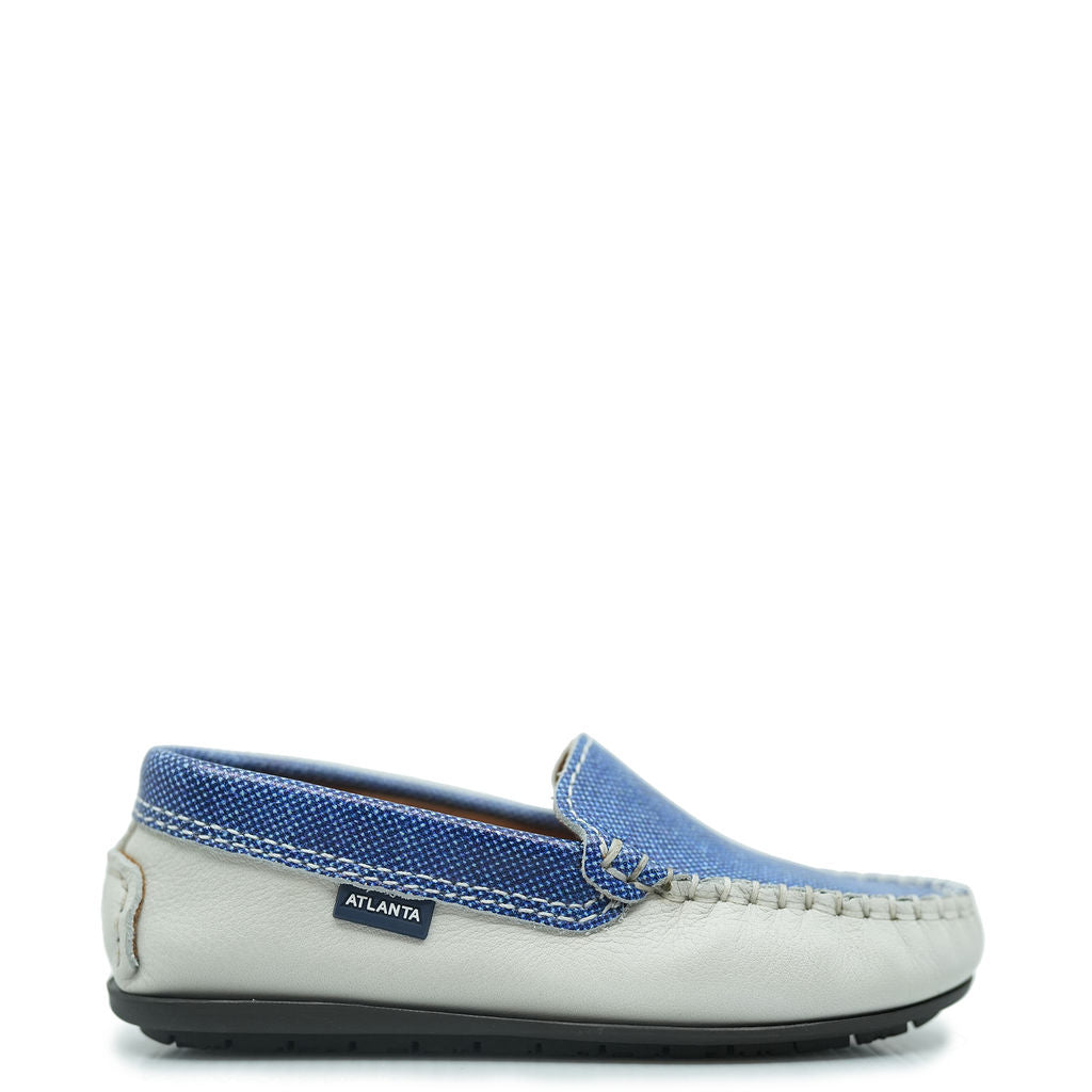 Men's Atlanta Moccasin Loafers - Denim & Ivory Casual Slip-On Shoes for Comfortable Walking, Office & Travel