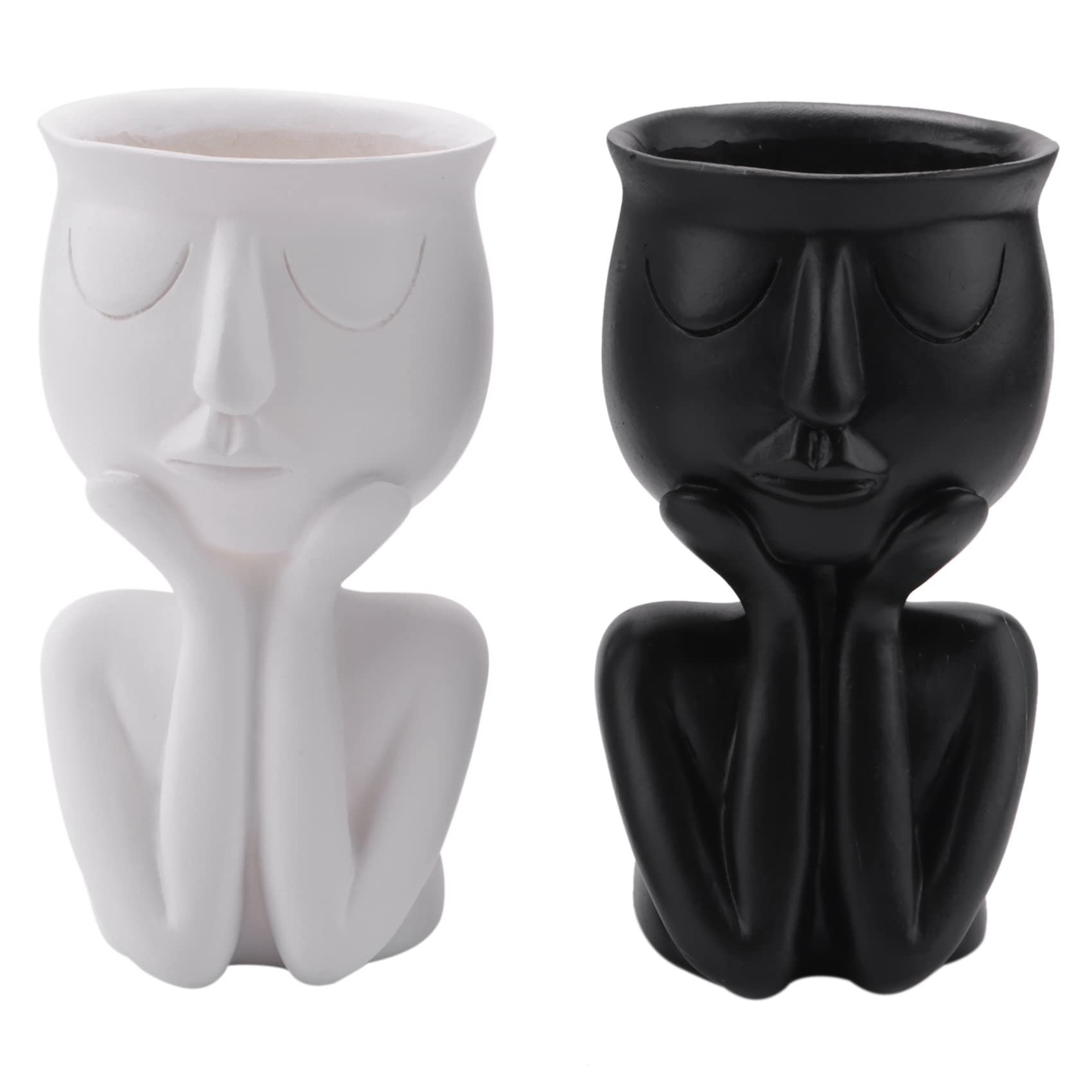 ADUOKE 2-Piece Abstract Face Flower Pots - Resin Succulent Planters with Character Portrait Design for Home & Office Decor | Perfect for Desktop, Shelf Display, and Small Plant Arrangements