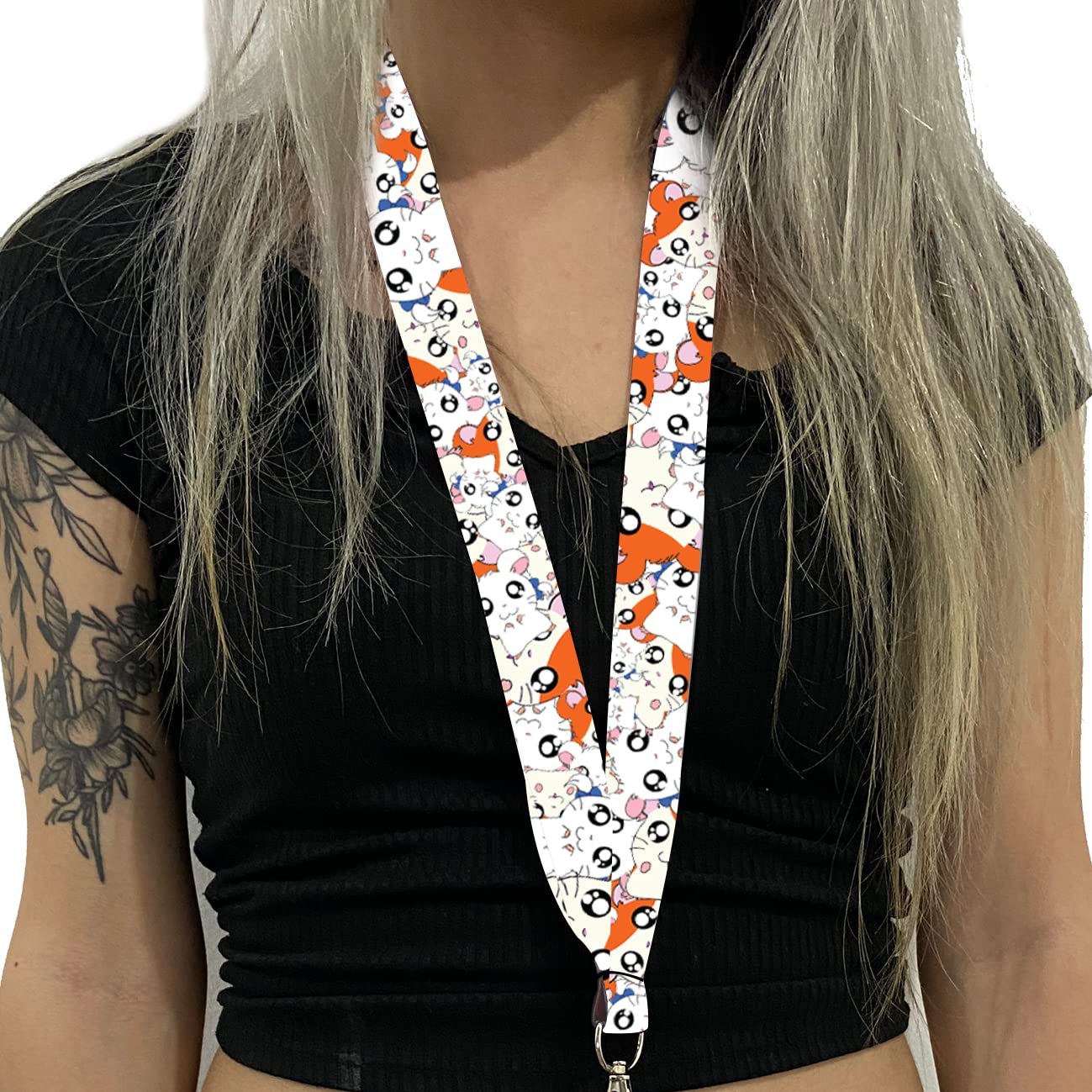 Cute Hamtaro Bijou Hamster Lanyard Keychain for Keys, ID Badges & Work Accessories - Perfect for Anime Fans, Kawaii Collectors & Office Use