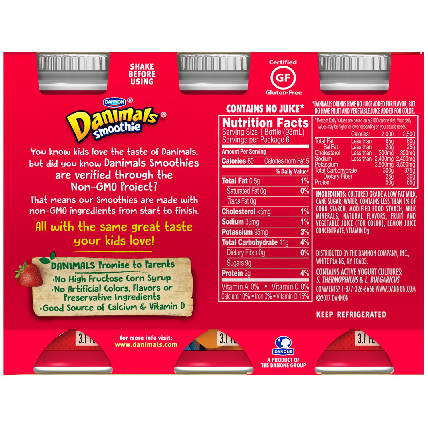 Danimals Strawberry Explosion Smoothie Drink - 6 Pack (3.1 oz Bottles) | Healthy Kids Snack | Perfect for Lunchboxes, After-School Treats & On-the-Go Nutrition