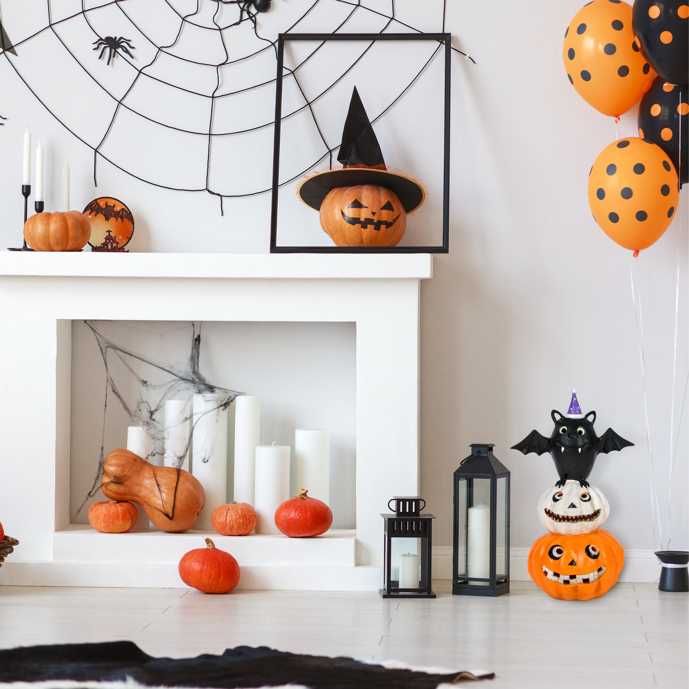 22 Inch Halloween LED Pre-Lit Bat Standing on Pumpkins Tabletop Decoration - Spooky Indoor/Outdoor Party Decor for Home, Yard & Office