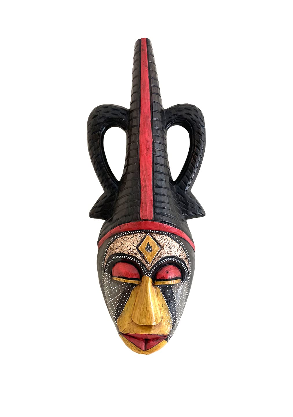Hand Carved African Wooden Wall Mask - OMA Tribal Tiki Home Decor for Protection & Good Luck | Perfect for Living Room, Bedroom & Office Wall Art