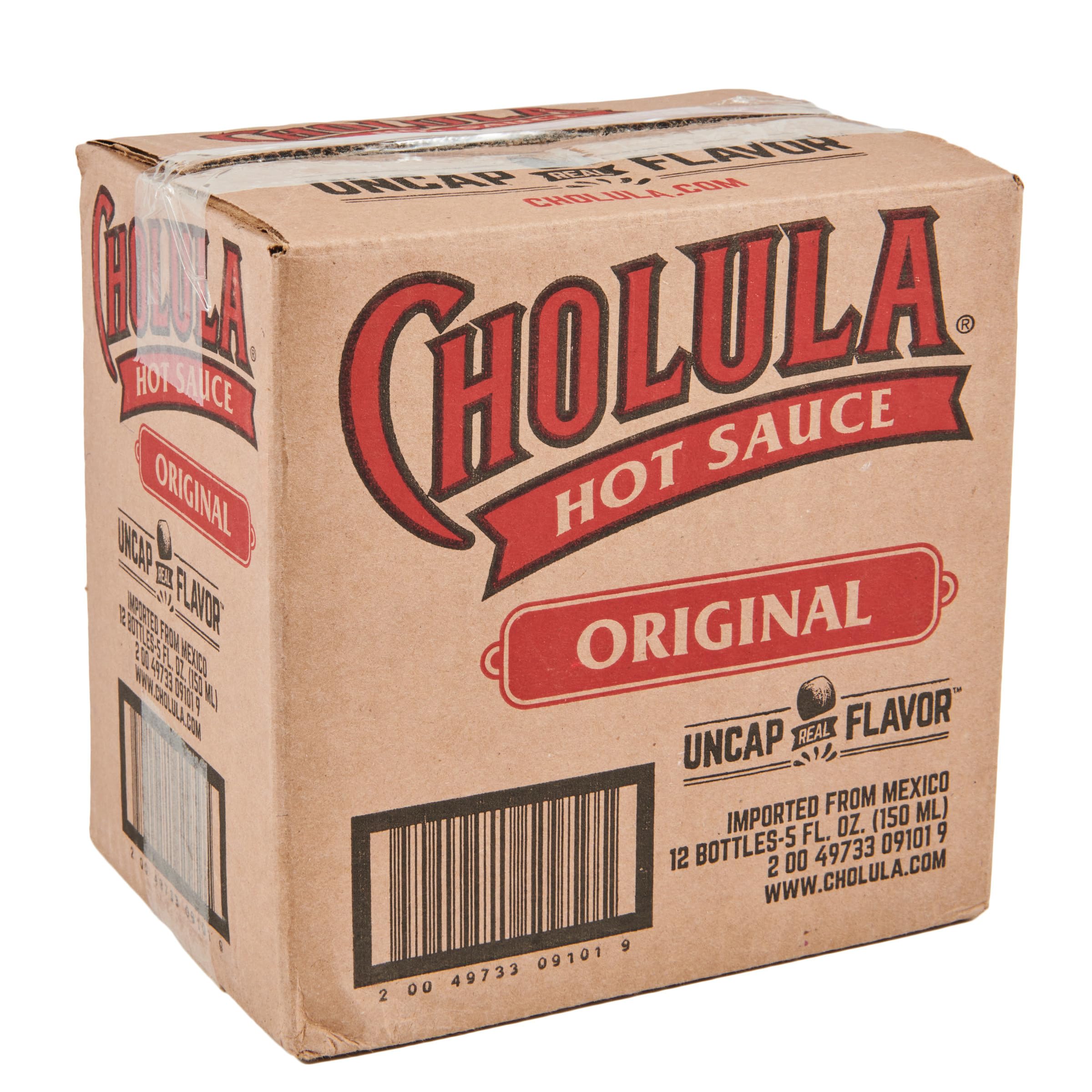 Cholula Original Hot Sauce - 150ml (5.07 oz) Bottle, Pack of 12 | Mexican Hot Chili Pepper Sauce | Perfect for Tacos, Wings, Eggs & Bloody Marys