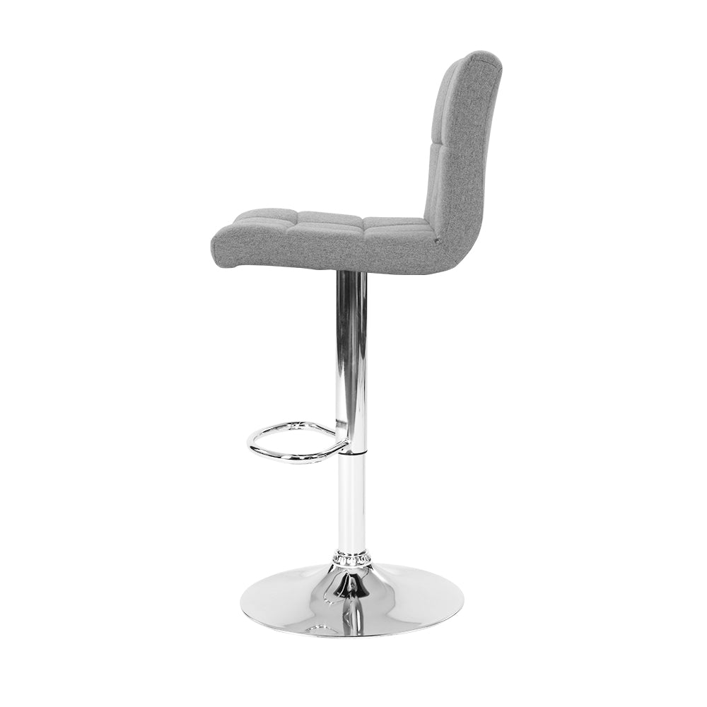 2 Pack Adjustable Height Leather Bar Stools with Gas Lift - Grey - Perfect for Kitchen Island, Home Bar, and Dining Room