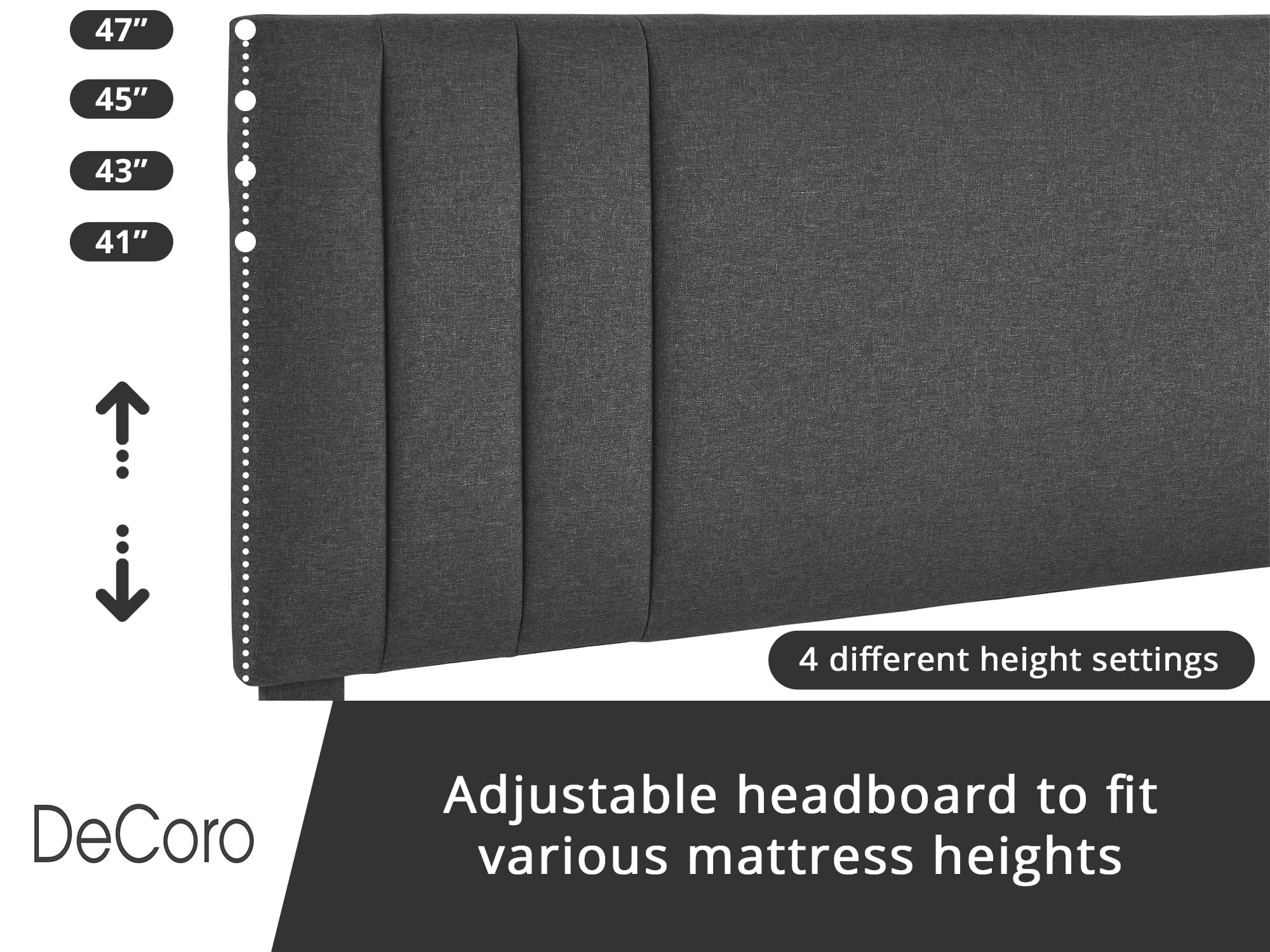Chicago Modern Tufted Upholstered King Size Bed Frame with Platform - Dark Grey for Master Bedroom & Guest Room