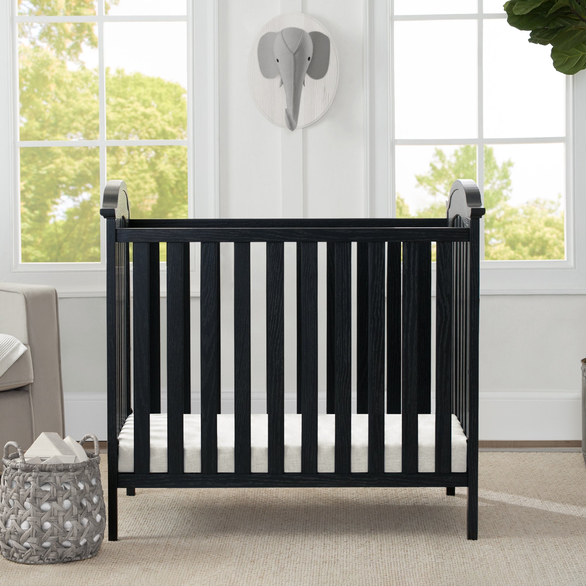 Farmhouse Style Mini Baby Crib with 2.75 Inch Mattress - Portable Nursery Bed for Newborns & Toddlers - Perfect for Small Spaces, Travel & Co-Sleeping