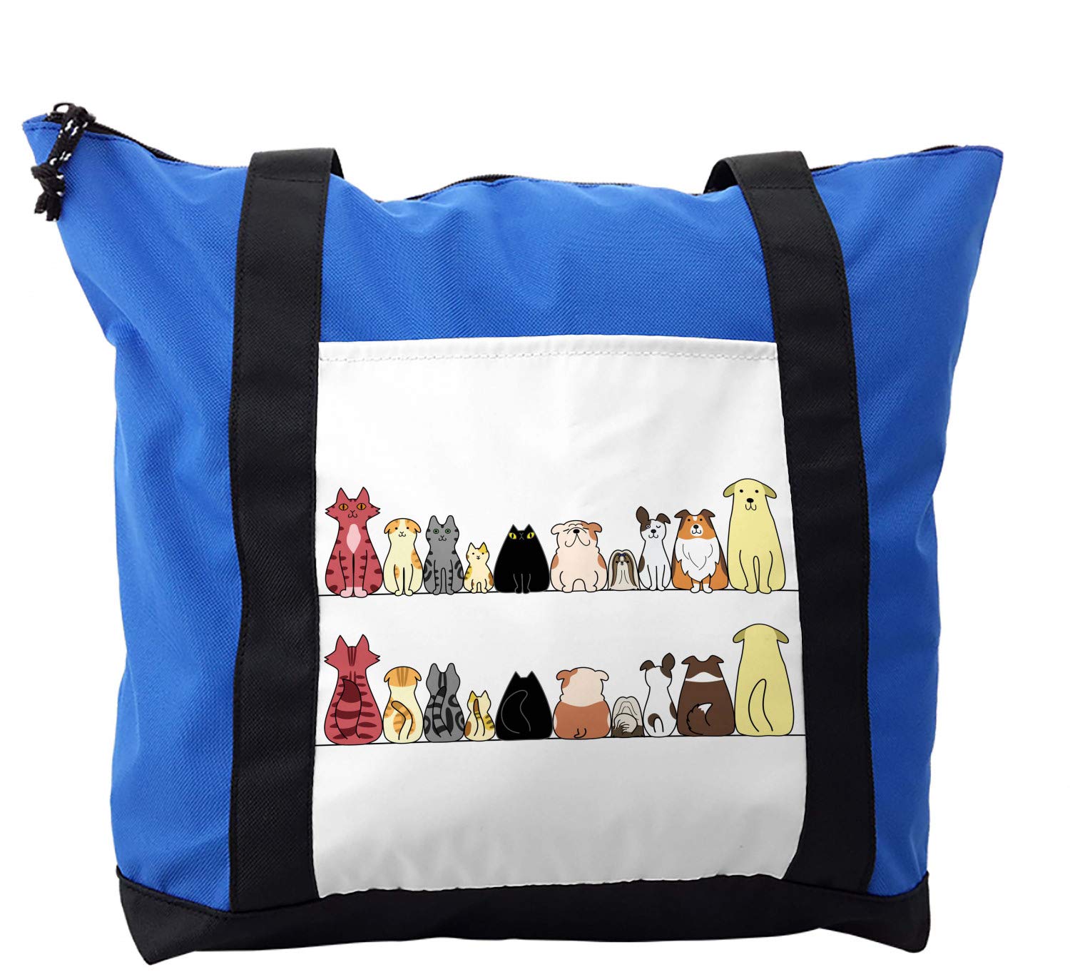 Stylish Lunarable Animals Shoulder Bag with Cat & Dog Breeds Pattern - Durable Zippered Pet Lover Tote for Women - Perfect for Work, Travel & Casual Outings