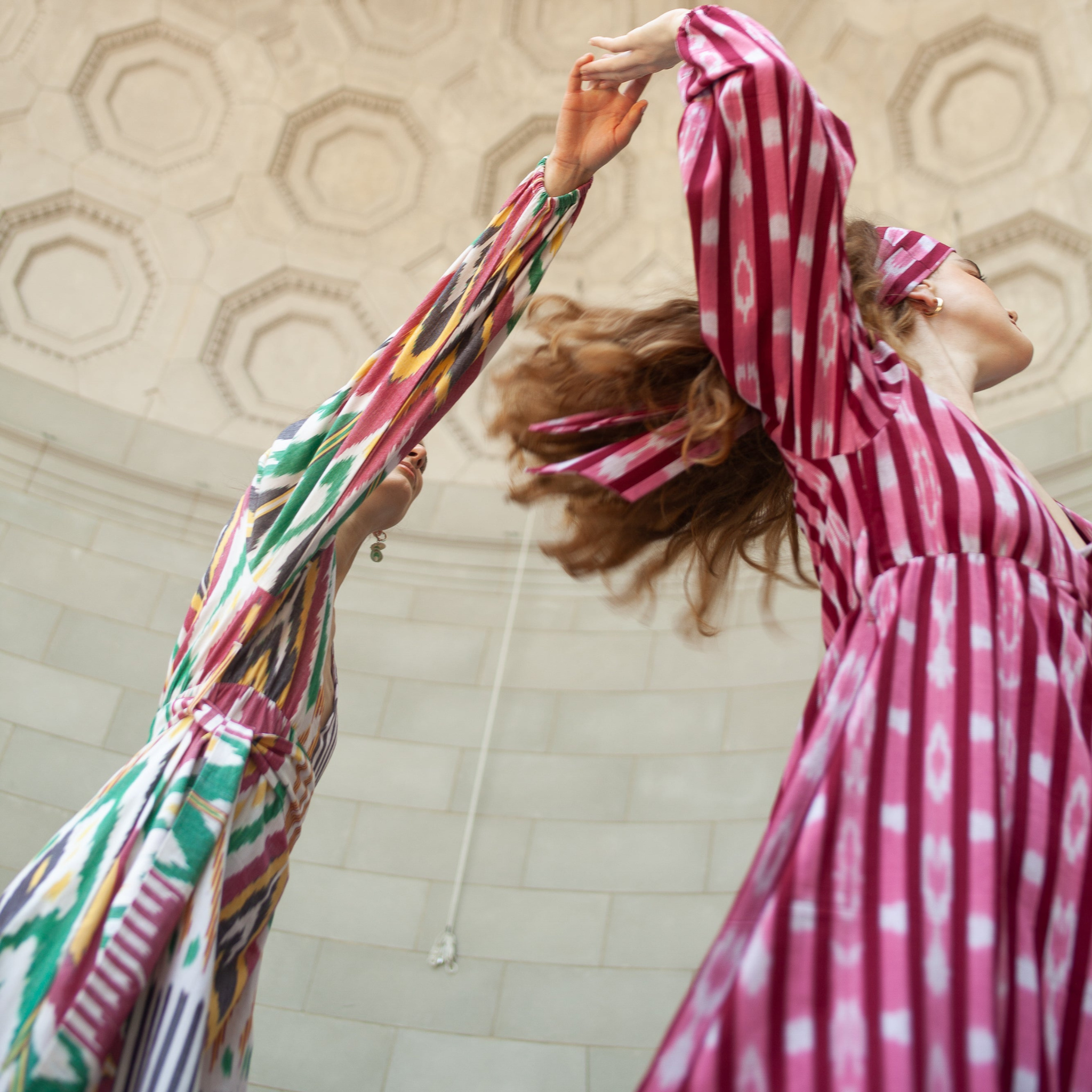 Atira Ikat Print Floral Dress - Women's Boho Chic Maxi Dress with Cherry Blossom Design | Perfect for Summer Vacations, Beach Getaways & Casual Outings