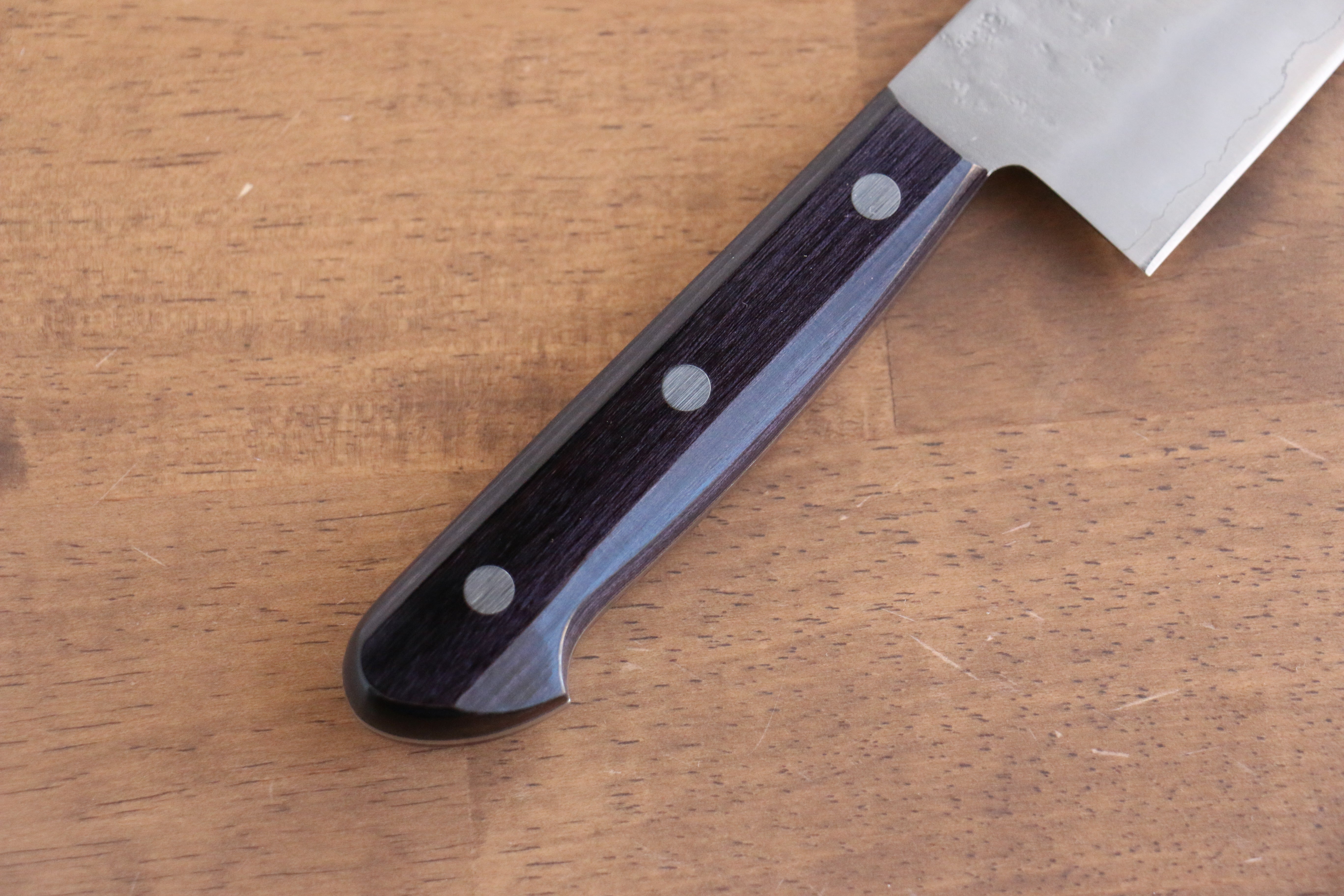 Premium Seisuke Budou Silver Steel No.3 Nashiji Gyuto 210mm Japanese Chef Knife with Purple Pakkawood Handle - Perfect for Sushi, Meat Cutting & Professional Kitchen Use