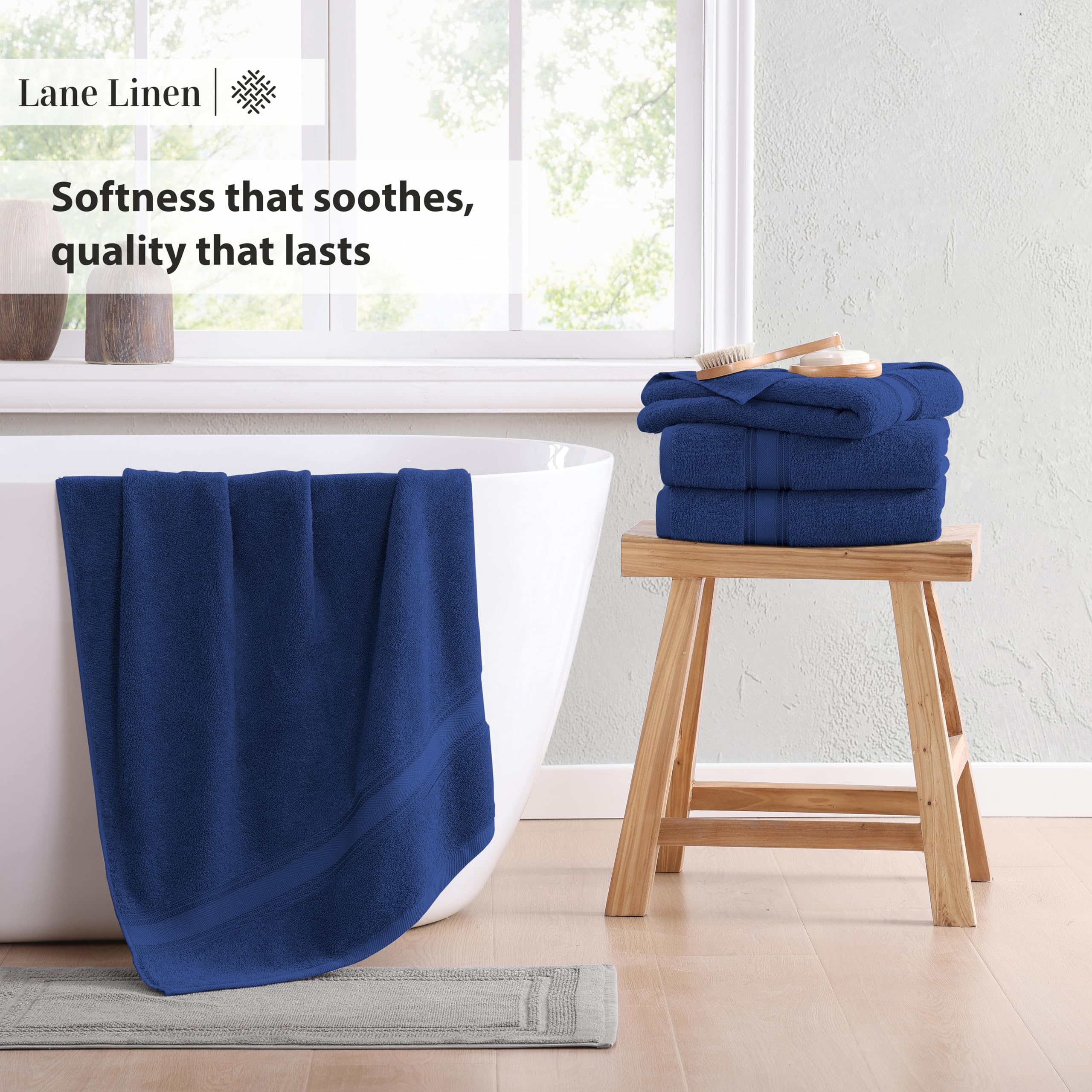 **LANE LINEN Extra Large Bath Towels Set of 4 - 100% Cotton Quick Dry Bath Sheets, 35