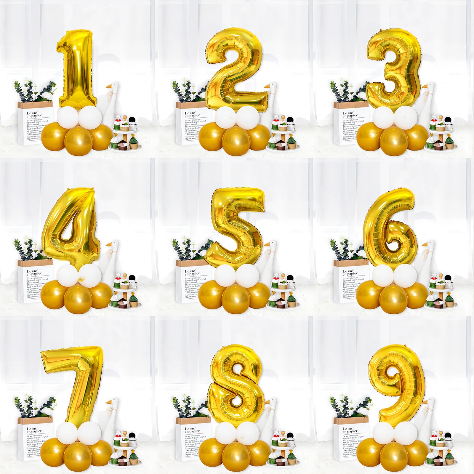 40 Inch Gold Number Balloons - Helium Mylar Foil Balloons for Birthday Party Decorations (1, 2, 3, 5, 10) - Perfect for 1st Birthday, Anniversary, Graduation & Baby Shower Decor