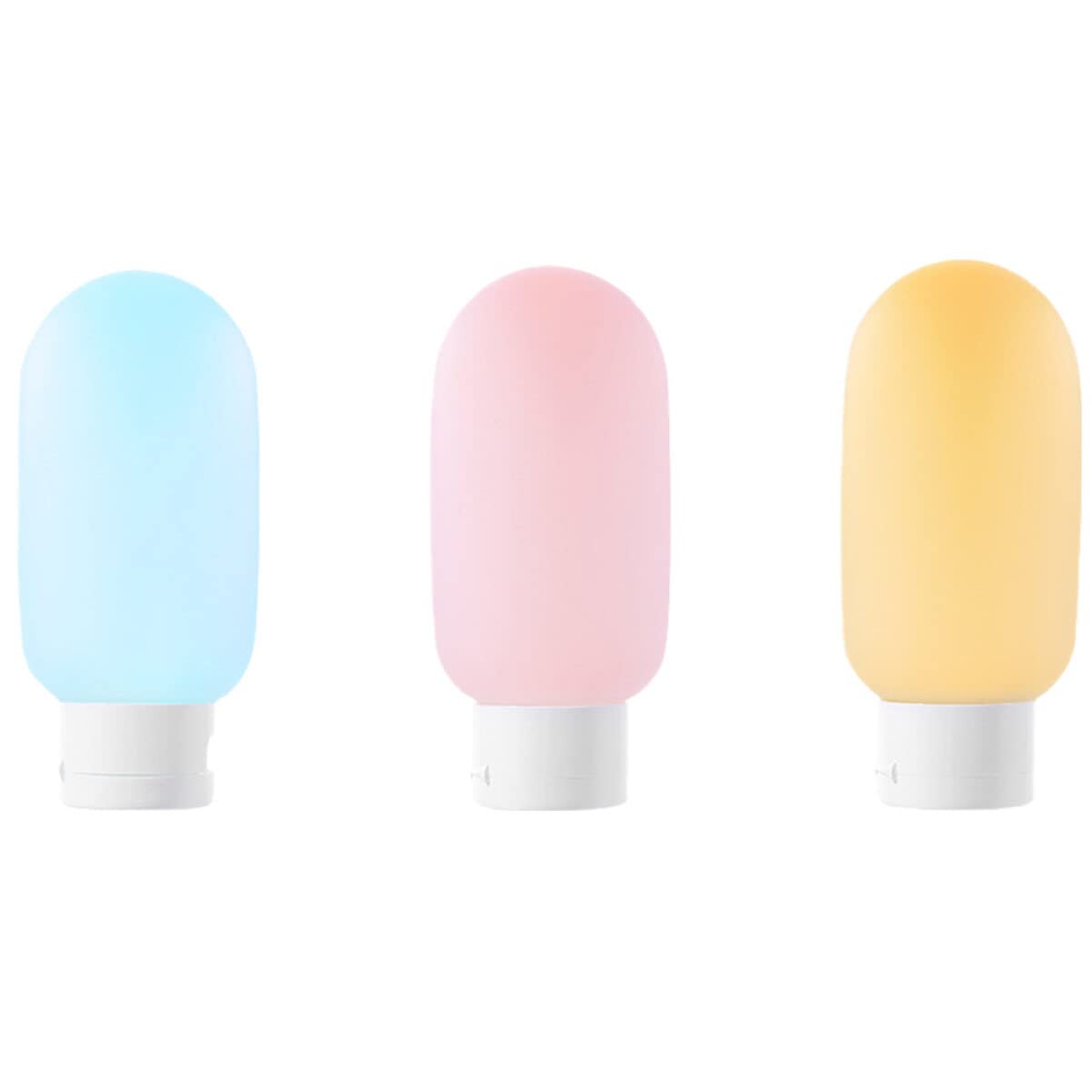 Cabilock 3-Pack Silicone Travel Bottles for Shampoo, Lotion & Body Wash - Leak-Proof Cosmetic Containers with Colorful Bath Drops - Perfect for Toiletry Kits, Gym Bags & Airplane Carry-Ons
