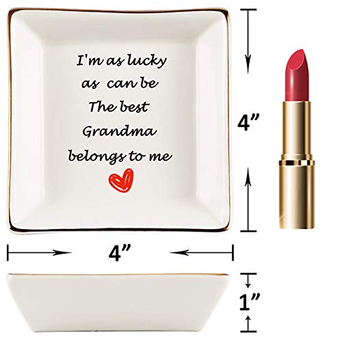 Best Personalized Gifts for Grandma from Grandson & Granddaughter - Elegant Jewelry Tray & Ring Dish Holder - Perfect Mother's Day & Birthday Gift Ideas for Grandmother - Great for Jewelry Organization & Home Decor