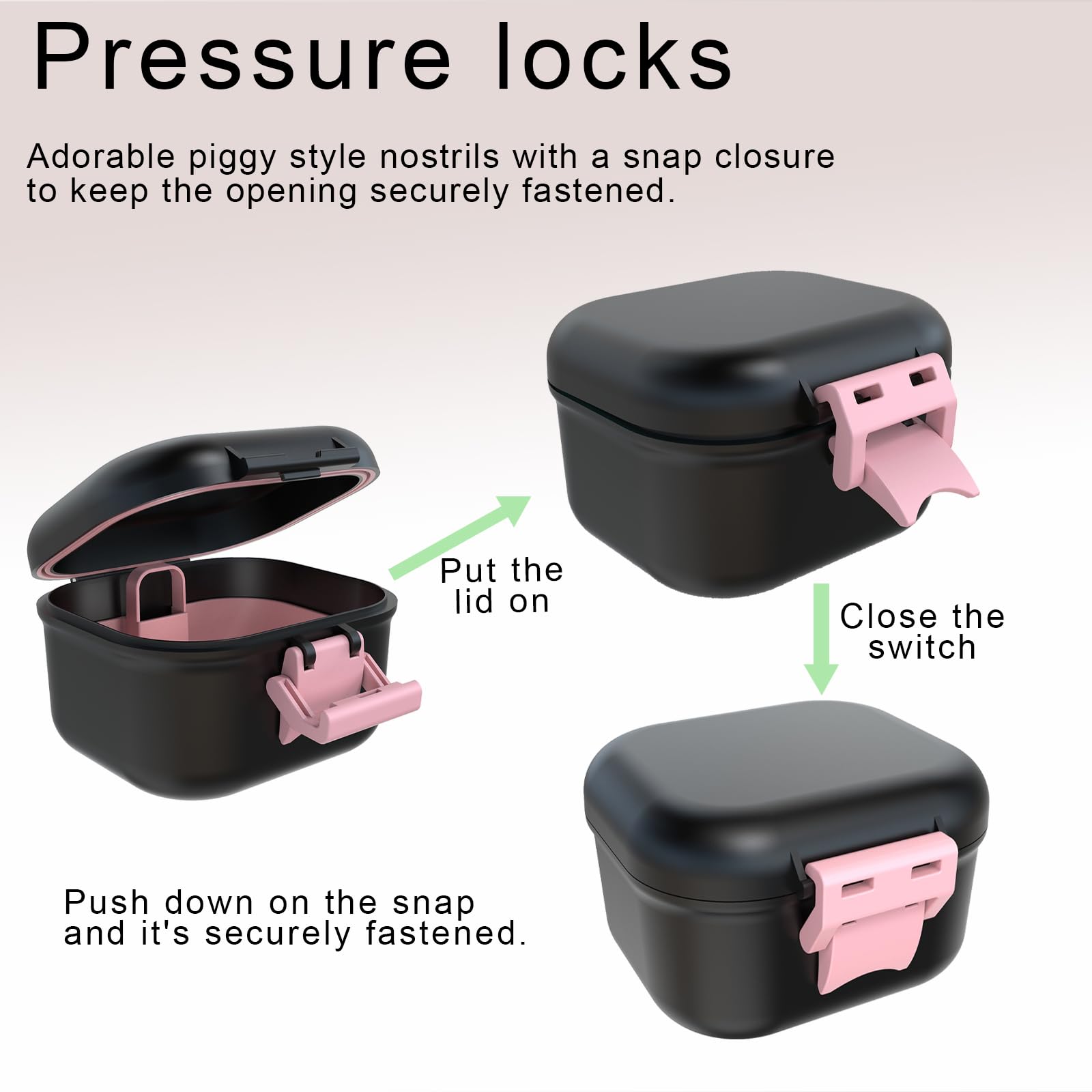 BVN Leak-Proof Denture Storage Case - Denture Soaking Cup & Retainer Cleaning Holder (Black/Pink) - Perfect for Travel, Nighttime Soaking & Denture Care at Home