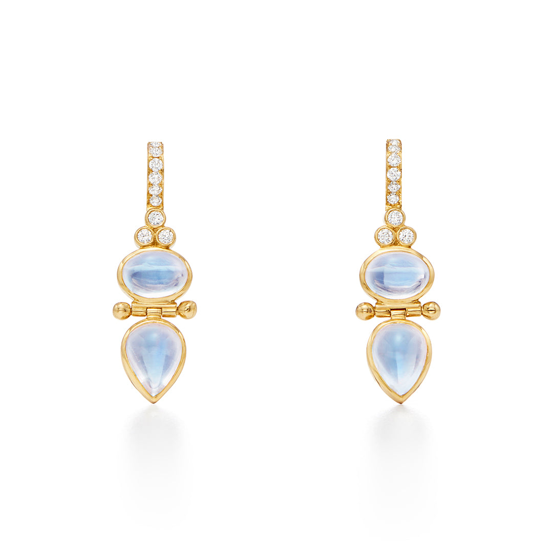 Temple St. Clair Blue Moonstone Dynasty Drop Earrings - Elegant Dangling Earrings for Women, 925 Sterling Silver Jewelry | Perfect for Weddings, Parties & Special Occasions