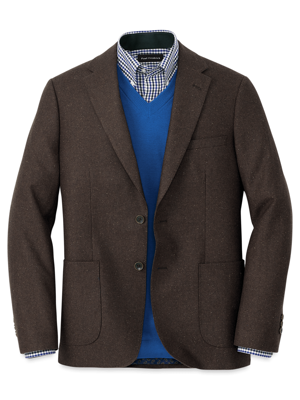 Premium Wool Blend Donegal Single Breasted Notch Lapel Sport Coat for Men - Classic Brown Business Blazer | Perfect for Office, Weddings & Formal Events