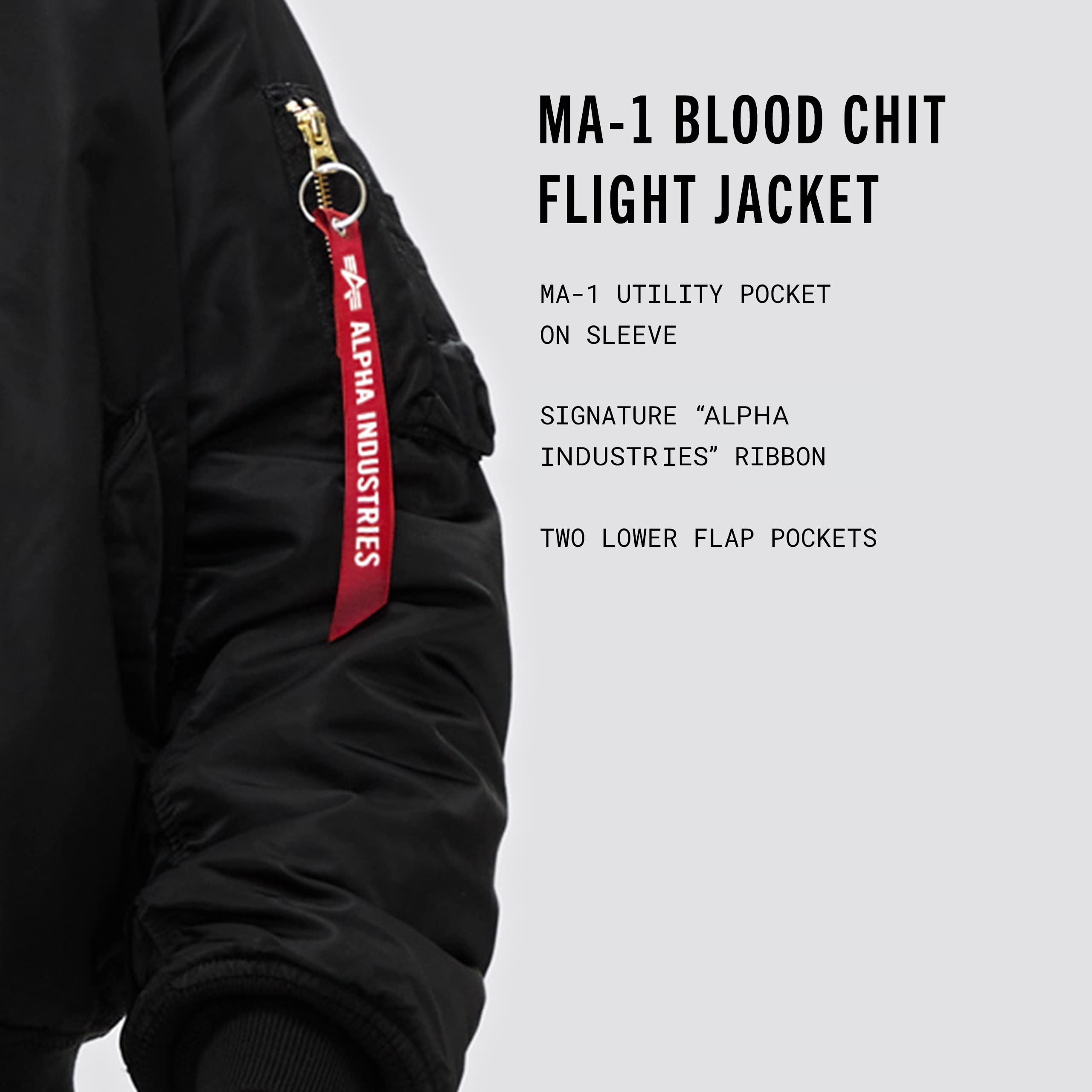 Alpha Industries MA-1 Blood Chit Bomber Flight Jacket - Men's Military Pilot Jacket for Aviation Enthusiasts | Perfect for Casual Wear, Airshows & Vintage Fashion