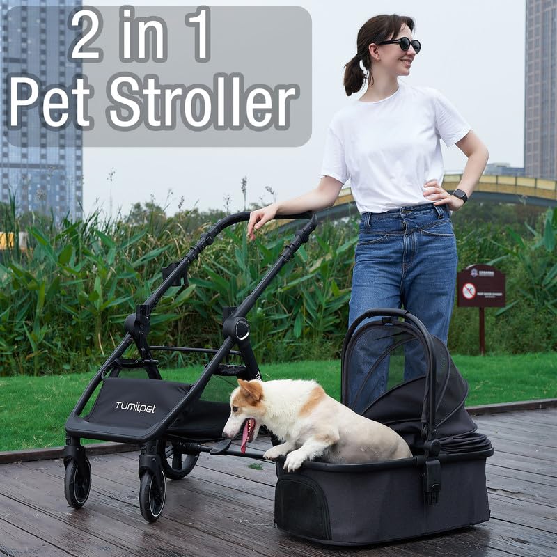 Tango Pet Stroller - 3-in-1 Folding Dog & Cat Carrier for Small to Medium Pets | Removable Travel Stroller for Dogs & Cats | Perfect for Park Walks, Vet Visits & Shopping Trips