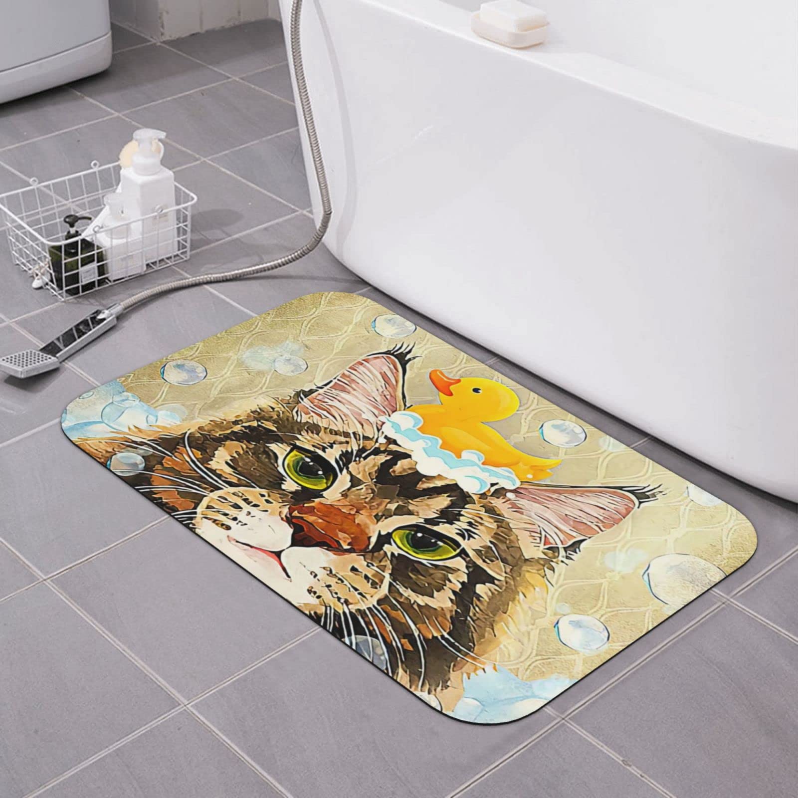 Premium Diatomaceous Earth Bath Mat - Non-Slip Quick Dry Shower Mat for Bathroom, Kitchen & Home Decor - Absorbent Diatomite Floor Mat for Cat Bathing & Cozy Living Spaces