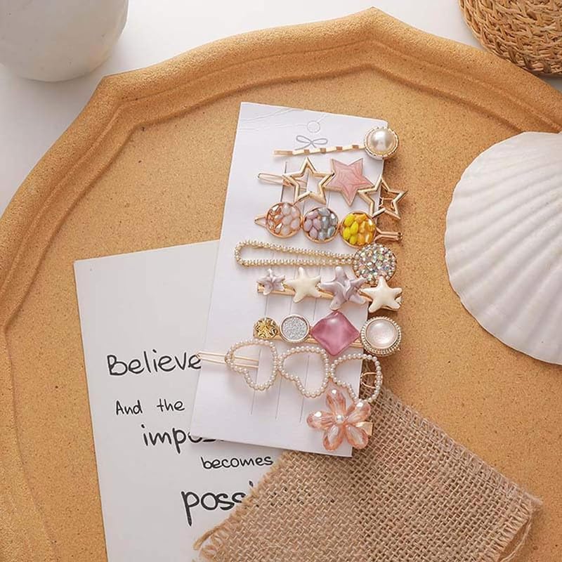CHRONEX 8-Piece Korean Style Pearl Hair Clips Set - Elegant Metal Barrettes with Plastic Pearls for Women | Hair Accessories for Wedding, Party & Daily Use