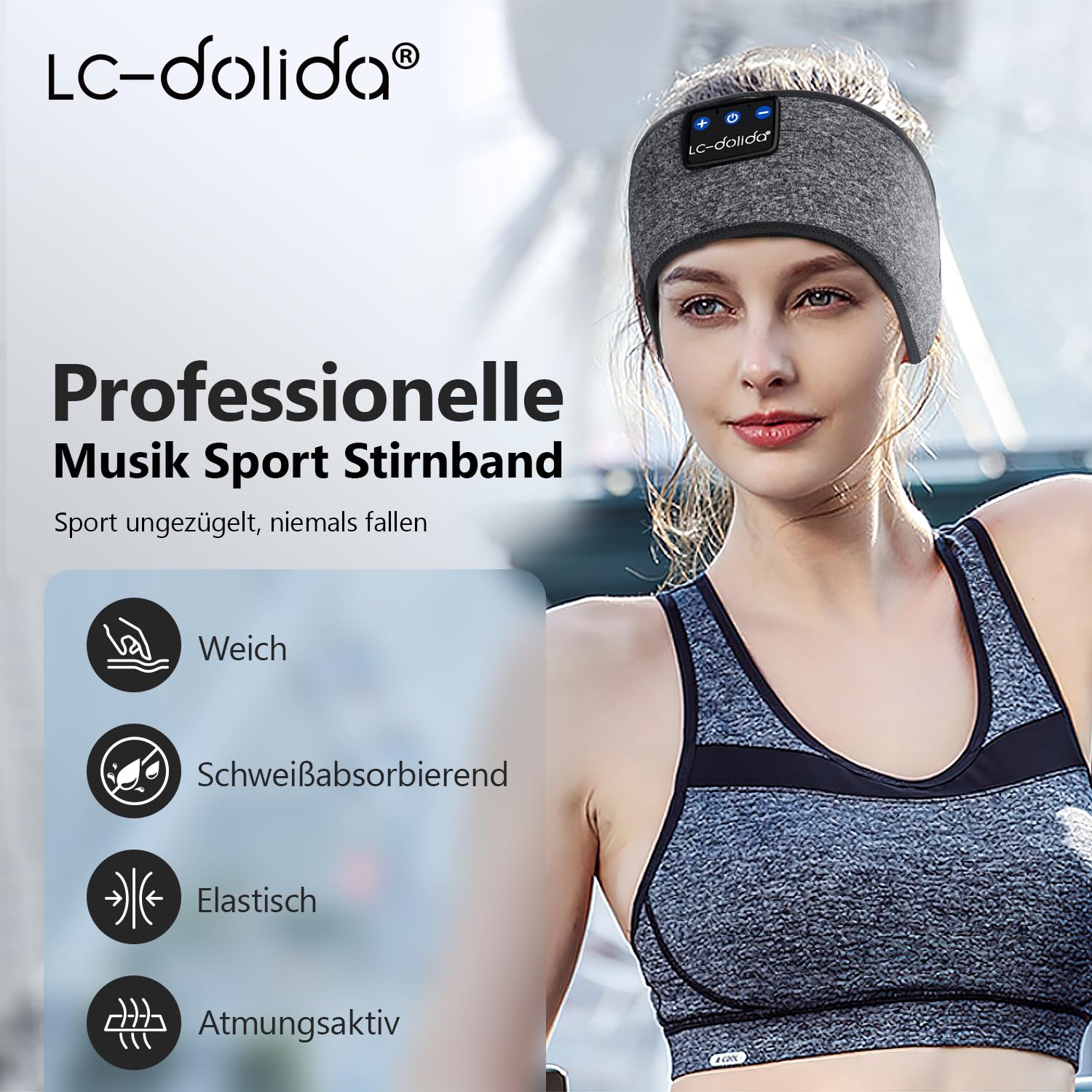 LC-dolida Bluetooth Sleep Headband with HD Speakers - Wireless Headphones for Side Sleepers, Sports, Yoga & Travel - Comfortable & Breathable Design - Perfect Gift for Men, Women, Teens & Kids - Ideal for Nighttime Relaxation, Meditation & Airplane Travel
